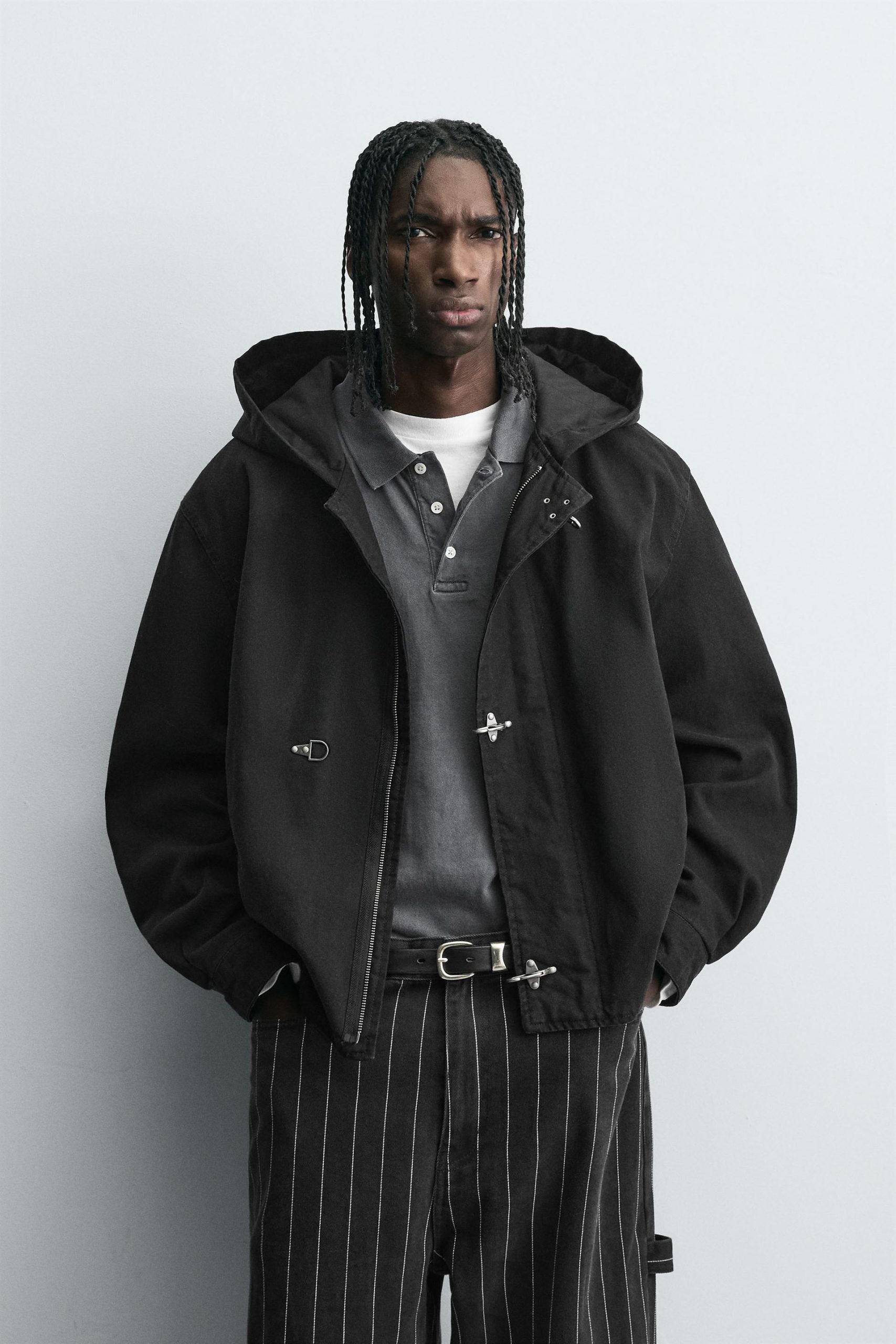 Hooded Jacket With Fireman Clasps MARO
