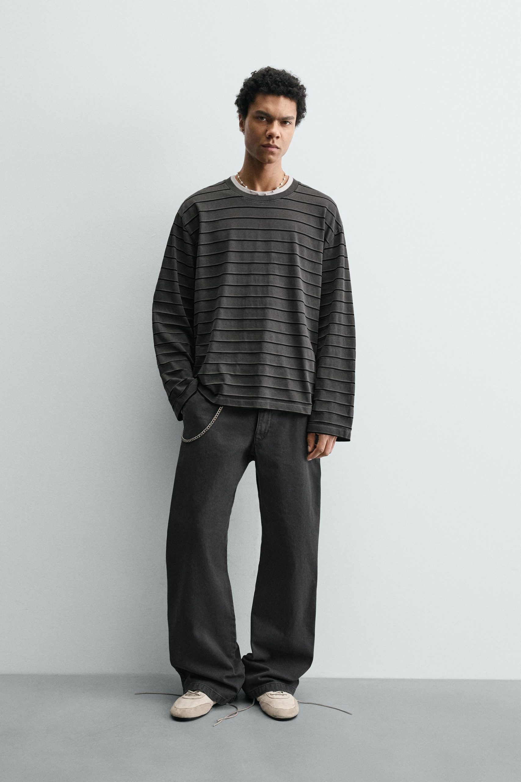 JACQUARD STRIPED T-SHIRT MARO - Ảnh 8