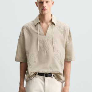 LEAF EMBROIDERY SHIRT MARO