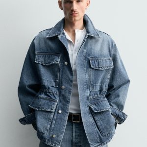 LIMITED EDITION DENIM UTILITY PARKA WITH POCKETS MARO