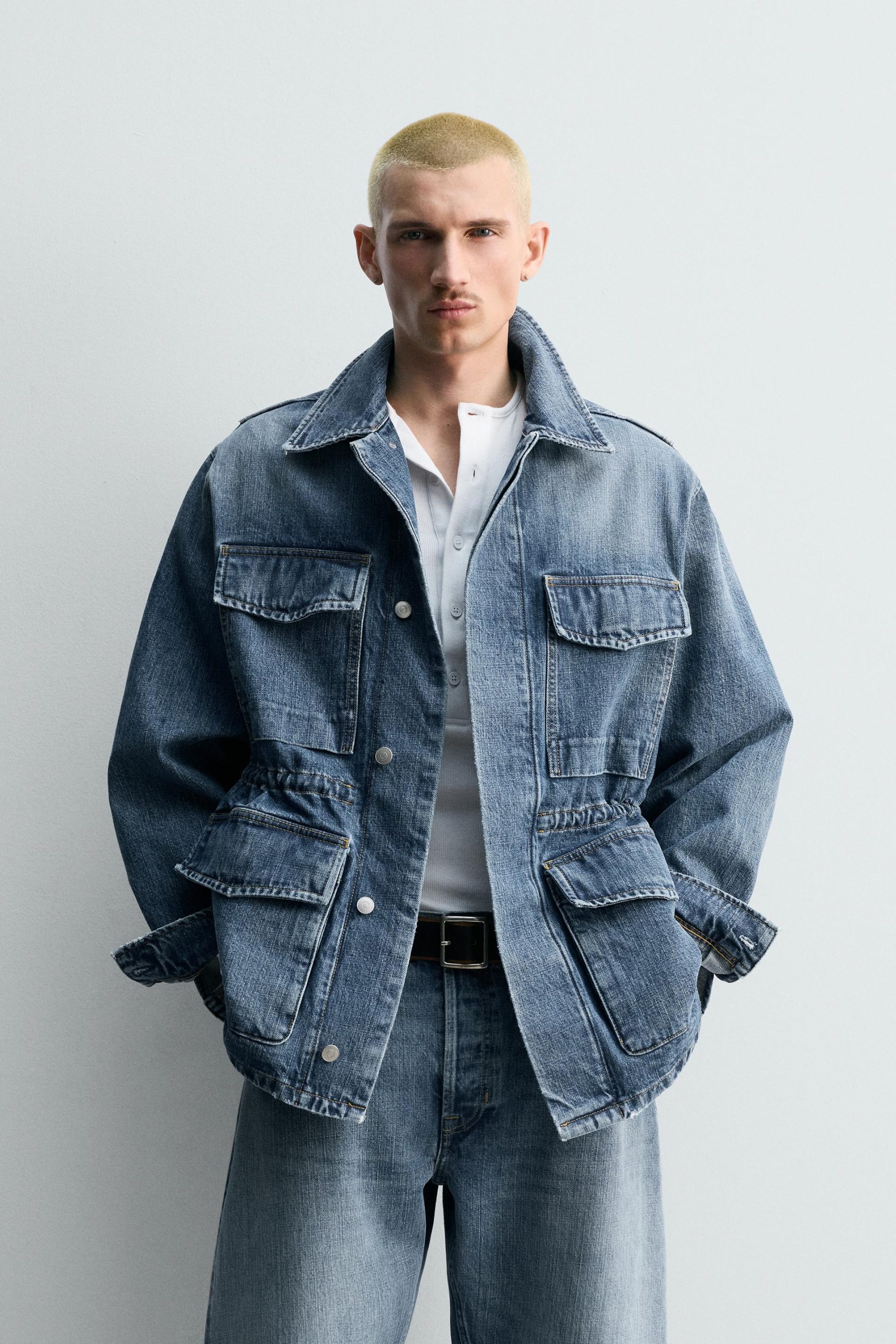 LIMITED EDITION DENIM UTILITY PARKA WITH POCKETS MARO