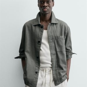 LINEN - COTTON OVERSHIRT WITH POCKET MARO