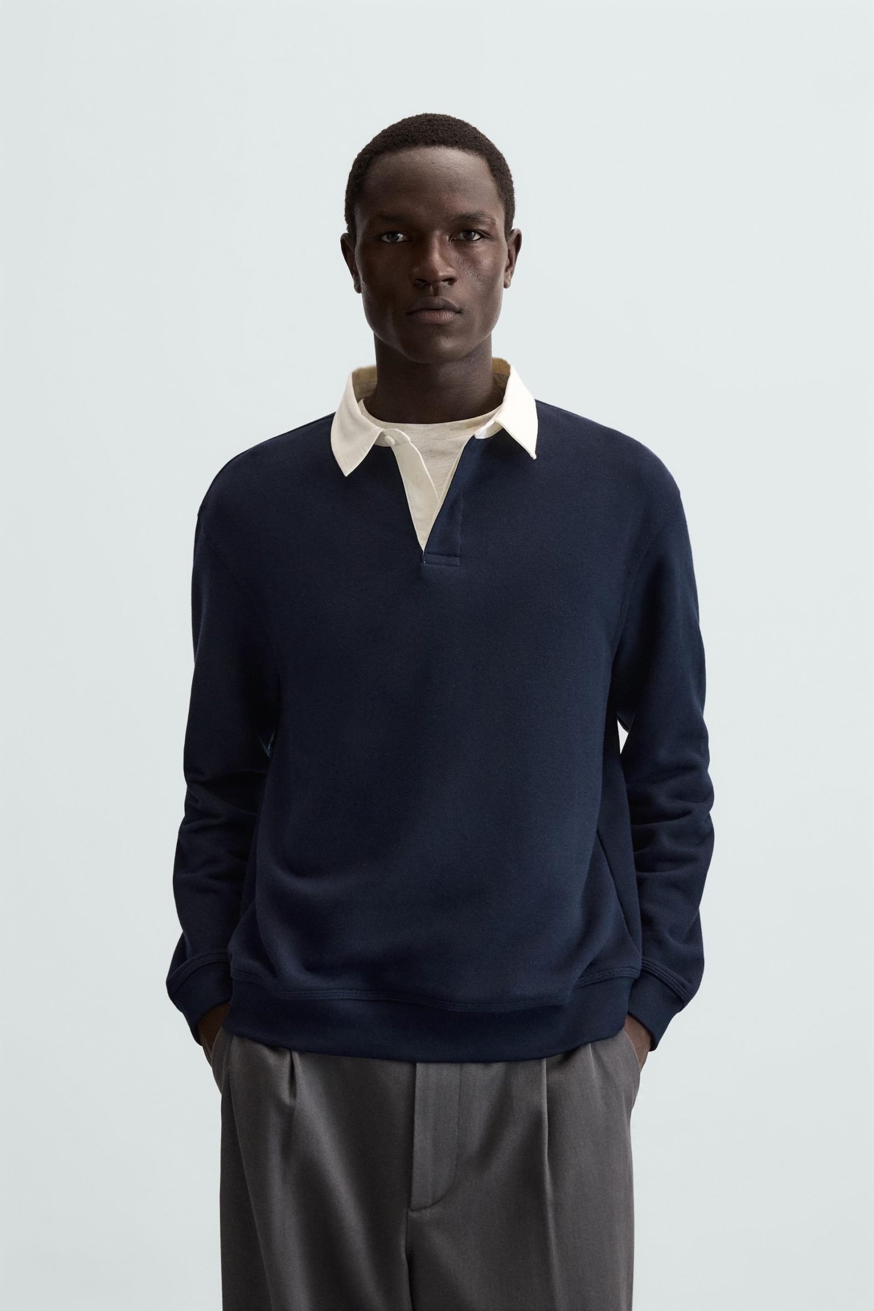 POLO SWEATSHIRT WITH CONTRAST COLLAR MARO