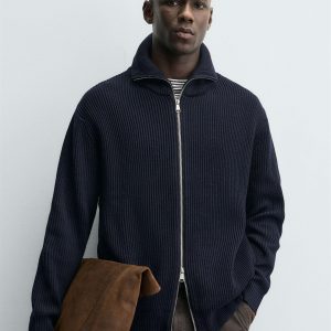 PURL KNIT CARDIGAN WITH ZIP MARO