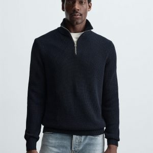 PURL KNIT QUARTER-ZIP JUMPER MARO
