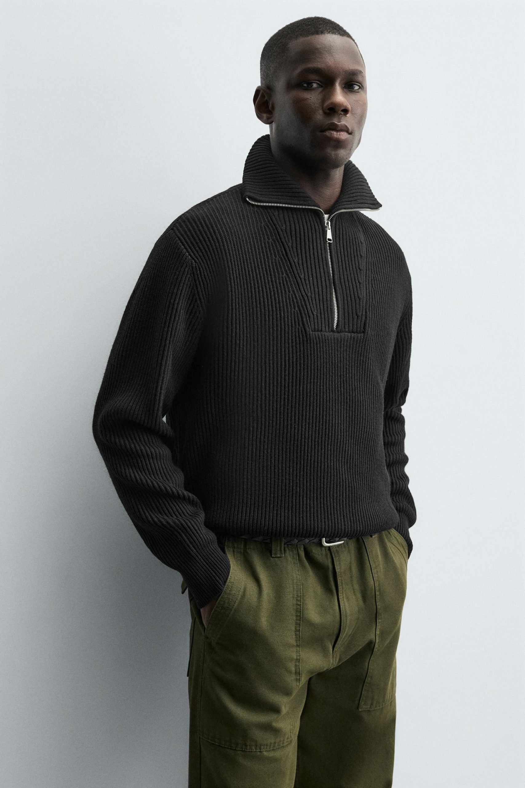 PURL KNIT QUARTER-ZIP MARO - Ảnh 4