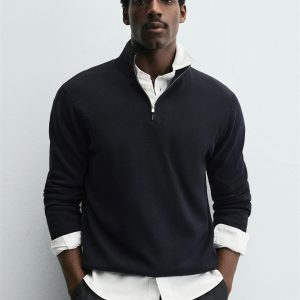 PURL KNIT ZIP-UP SWEATER MARO