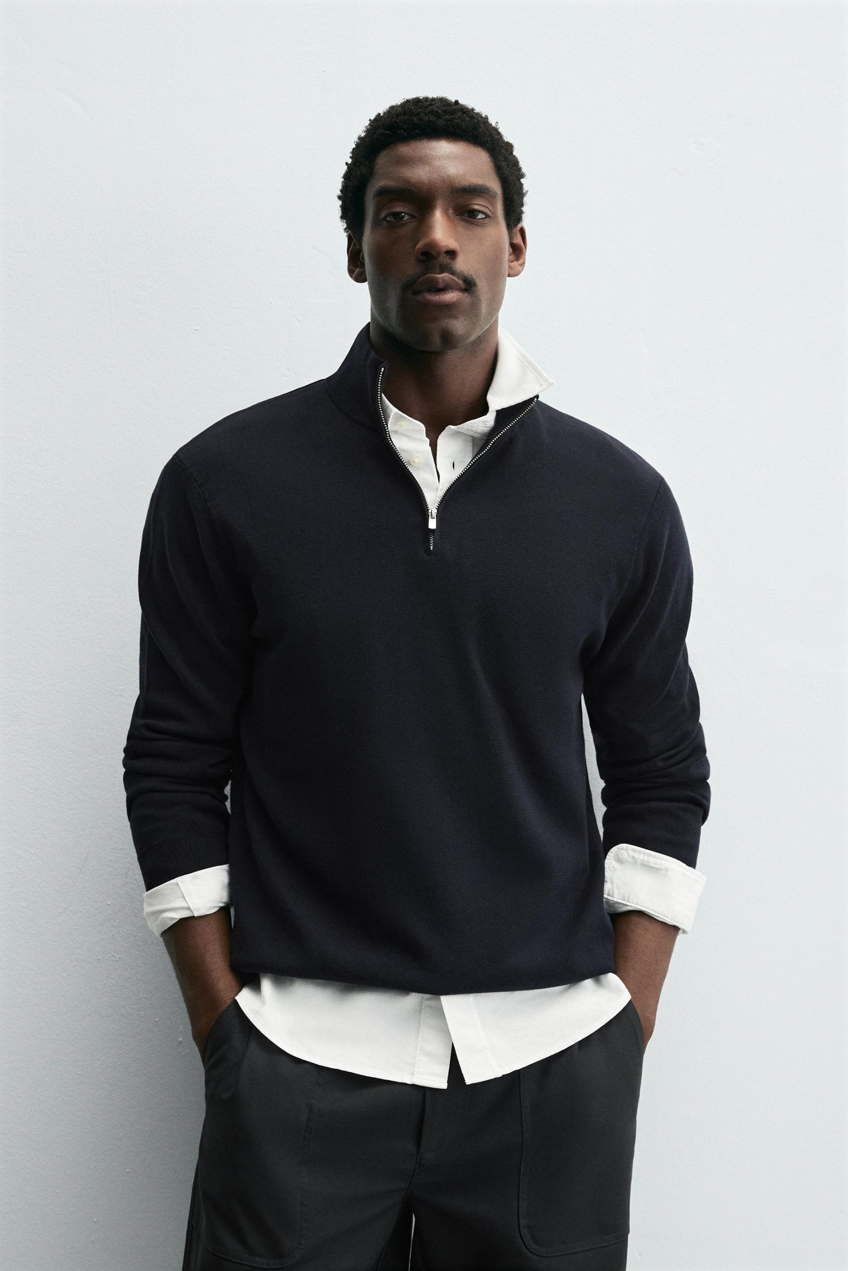 PURL KNIT ZIP-UP SWEATER MARO