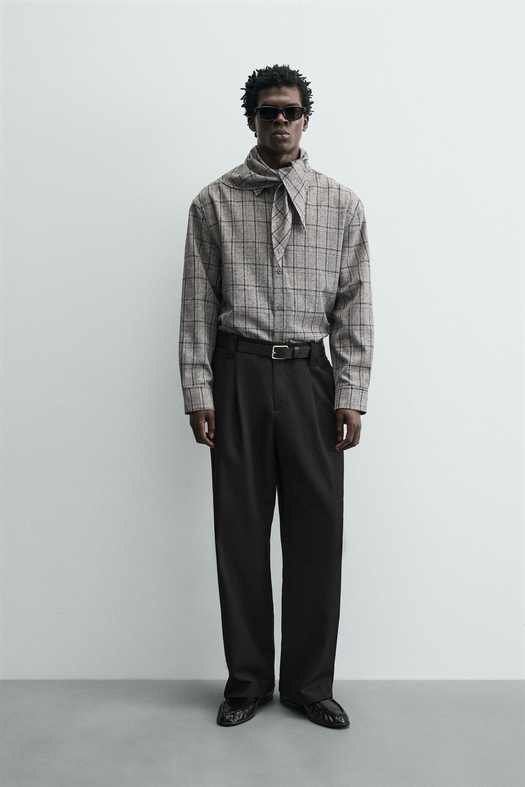Relaxed Fit Check Scarf Overshirt MARO - Ảnh 2