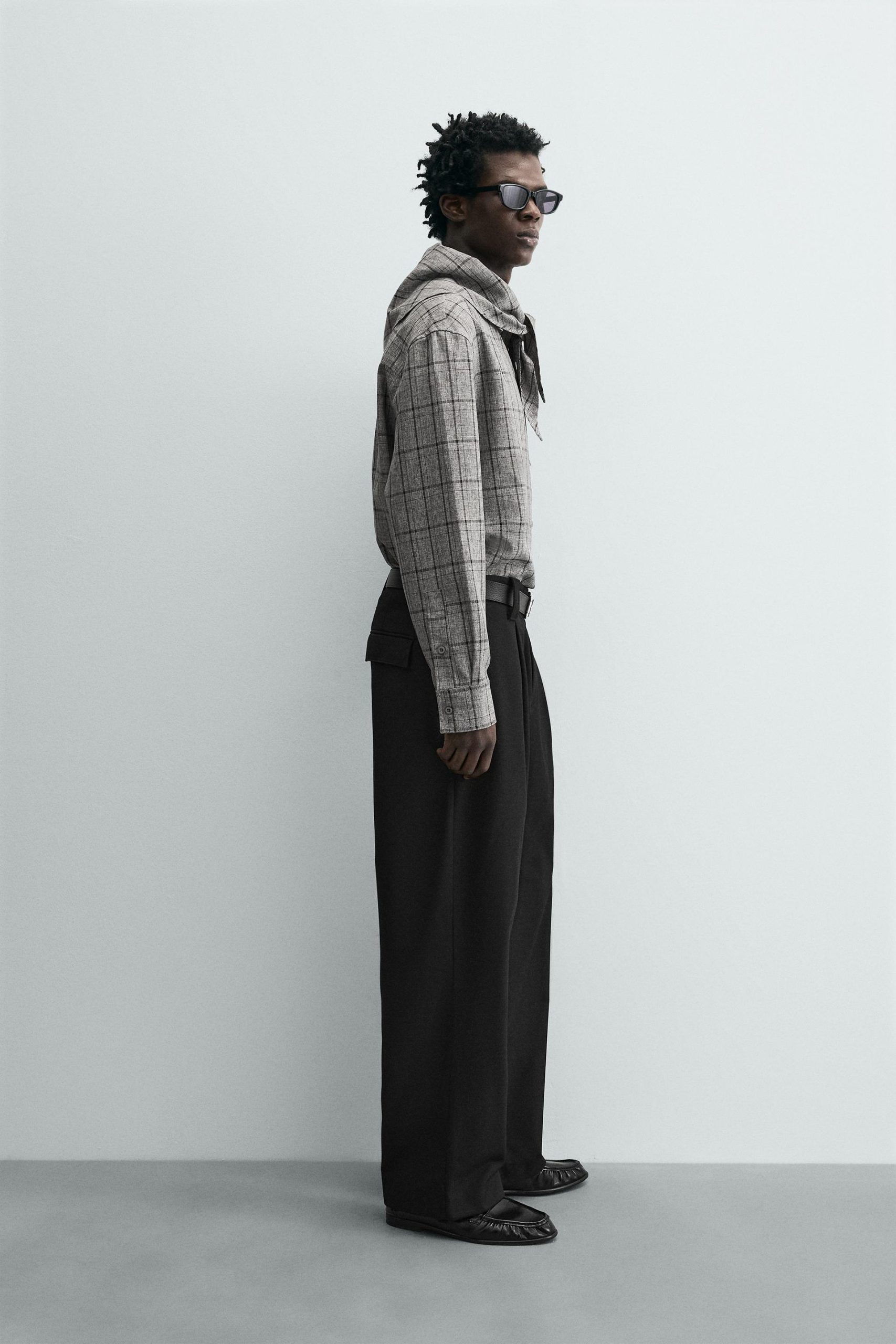 Relaxed Fit Check Scarf Overshirt MARO - Ảnh 5