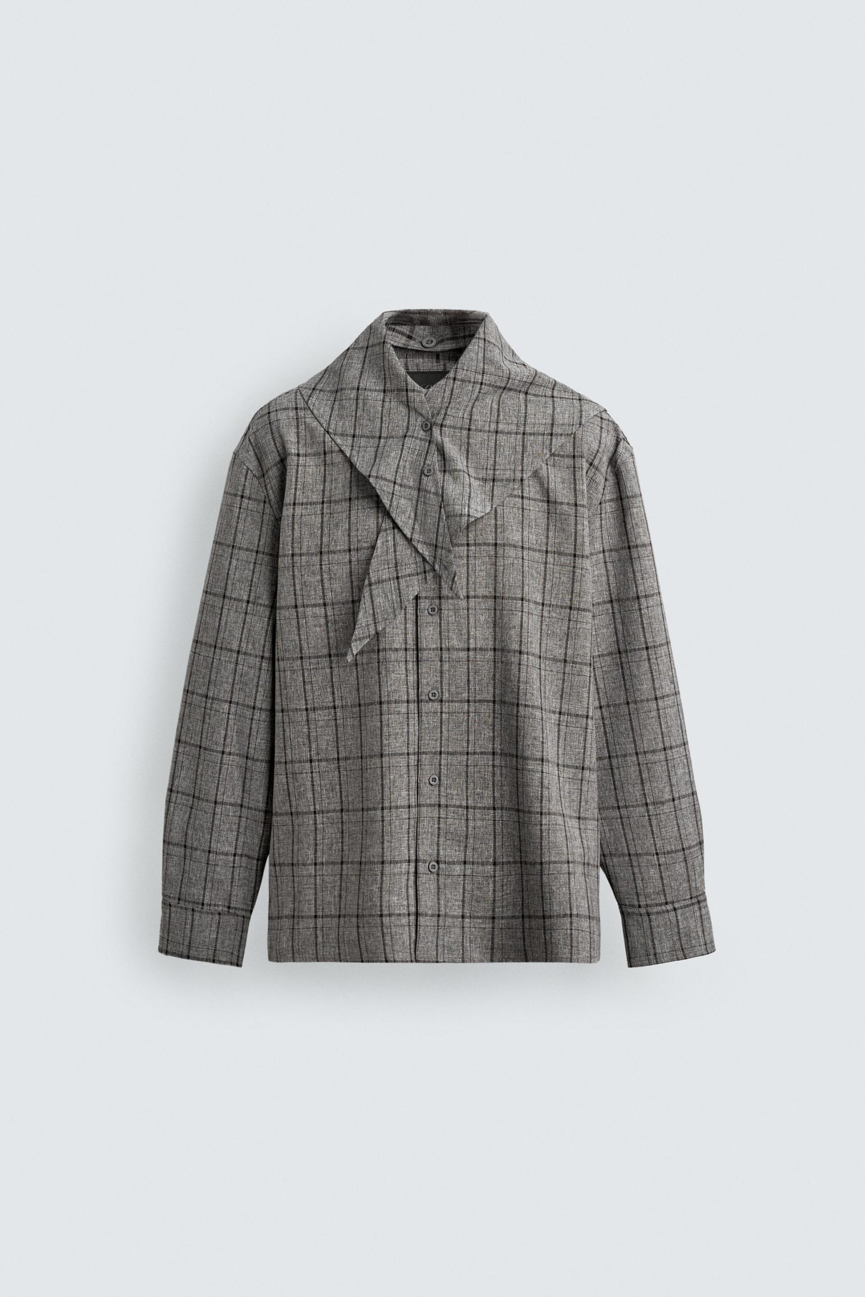 Relaxed Fit Check Scarf Overshirt MARO - Ảnh 9