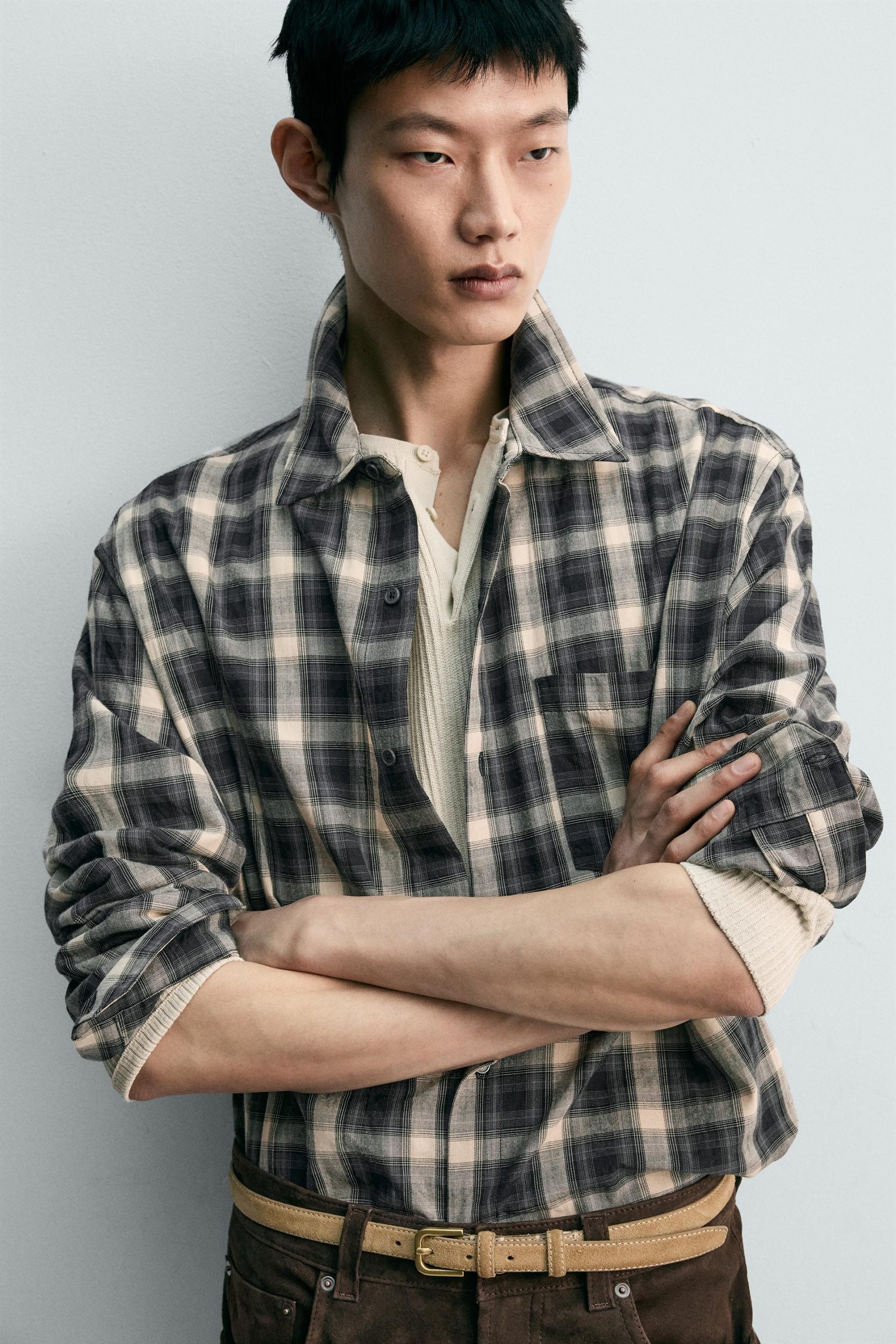 RELAXED FIT CHECK SHIRT MARO - Ảnh 6