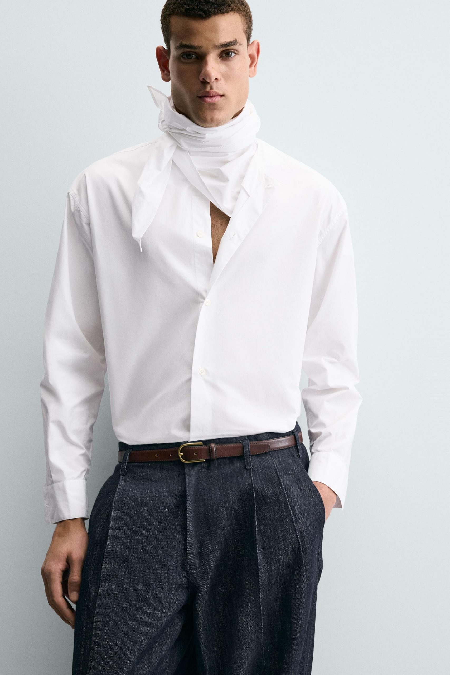 RELAXED FIT SHIRT WITH SCARF MARO - Ảnh 5