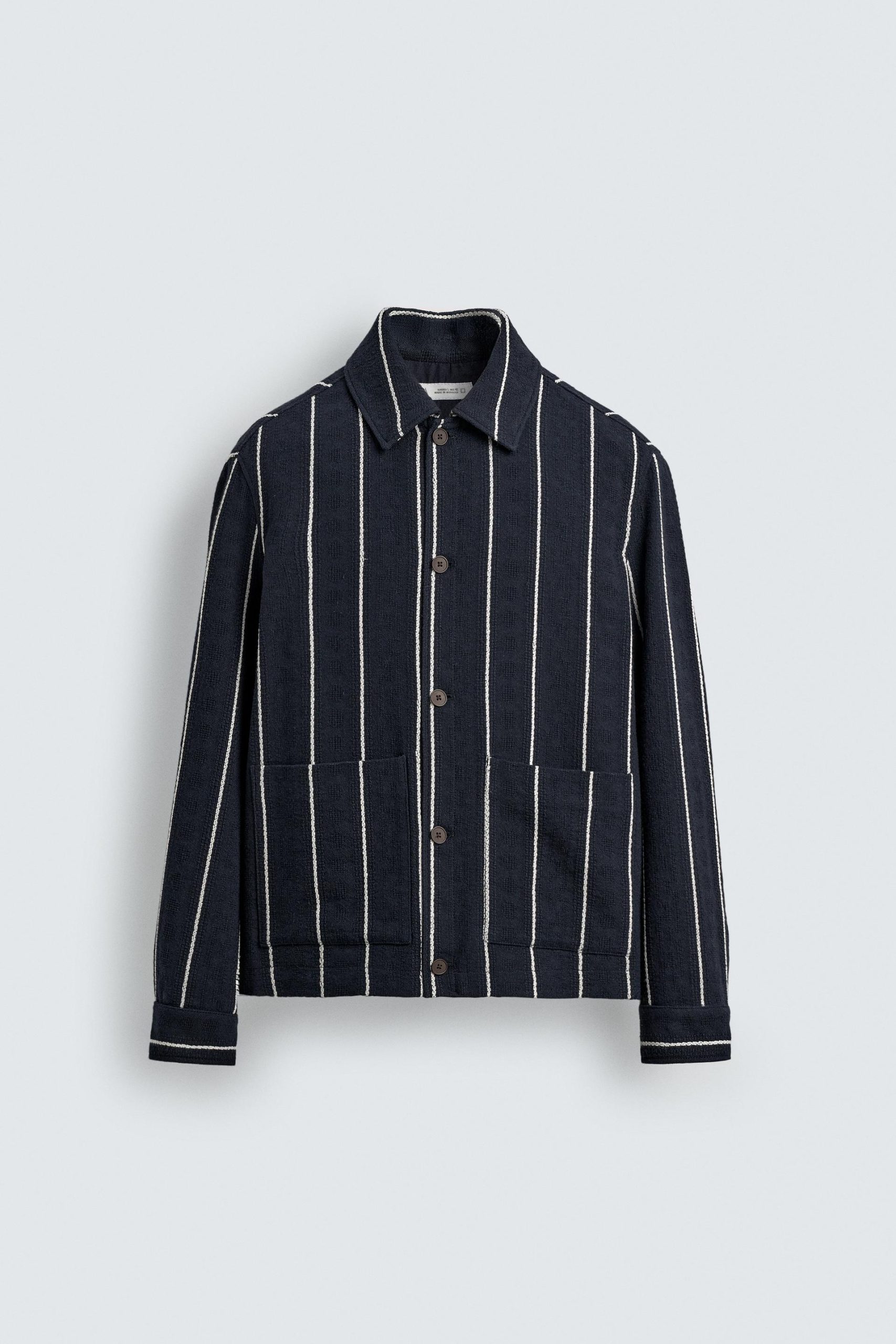 Relaxed Fit Striped Textured Overshirt MARO - Ảnh 9