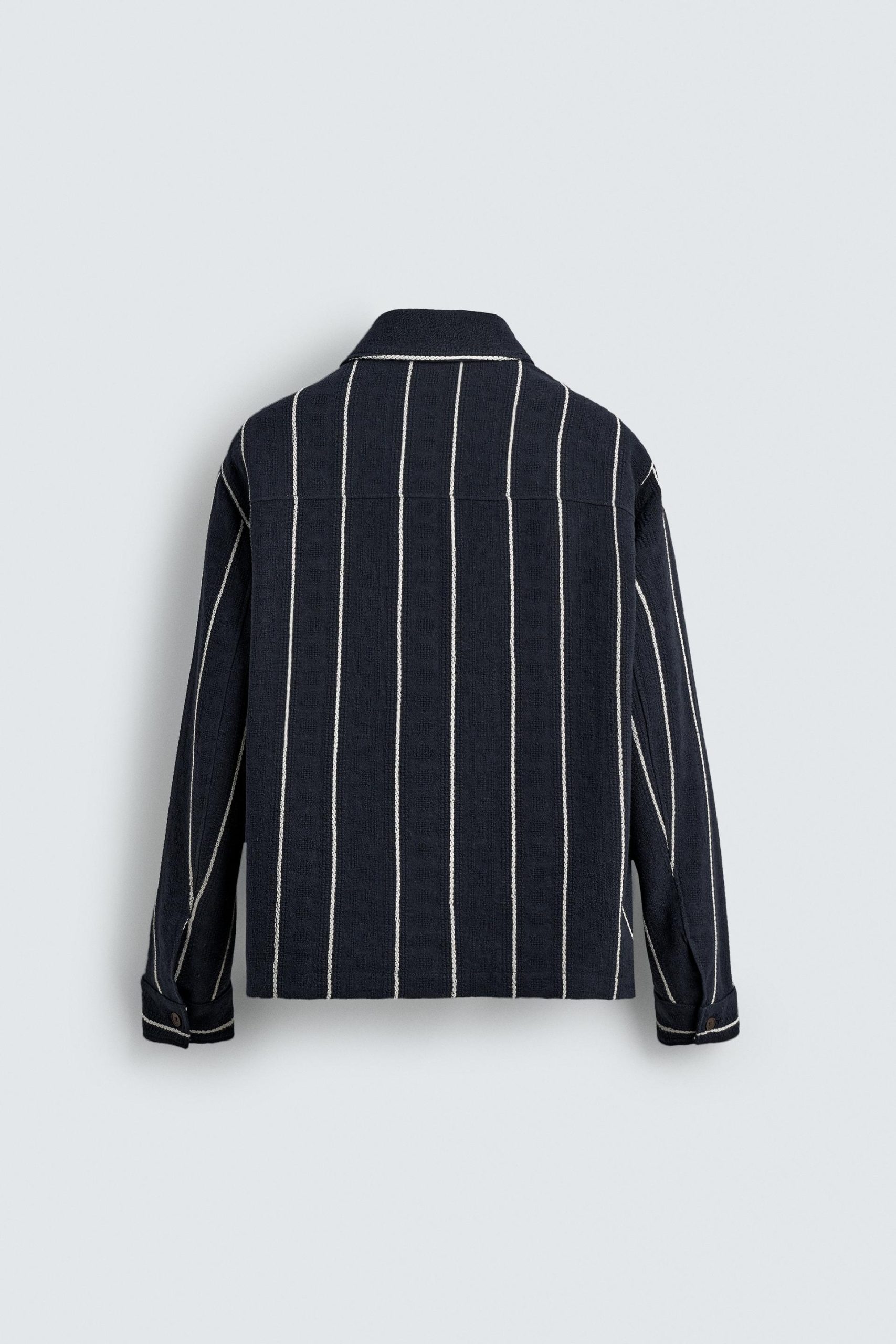 Relaxed Fit Striped Textured Overshirt MARO - Ảnh 10