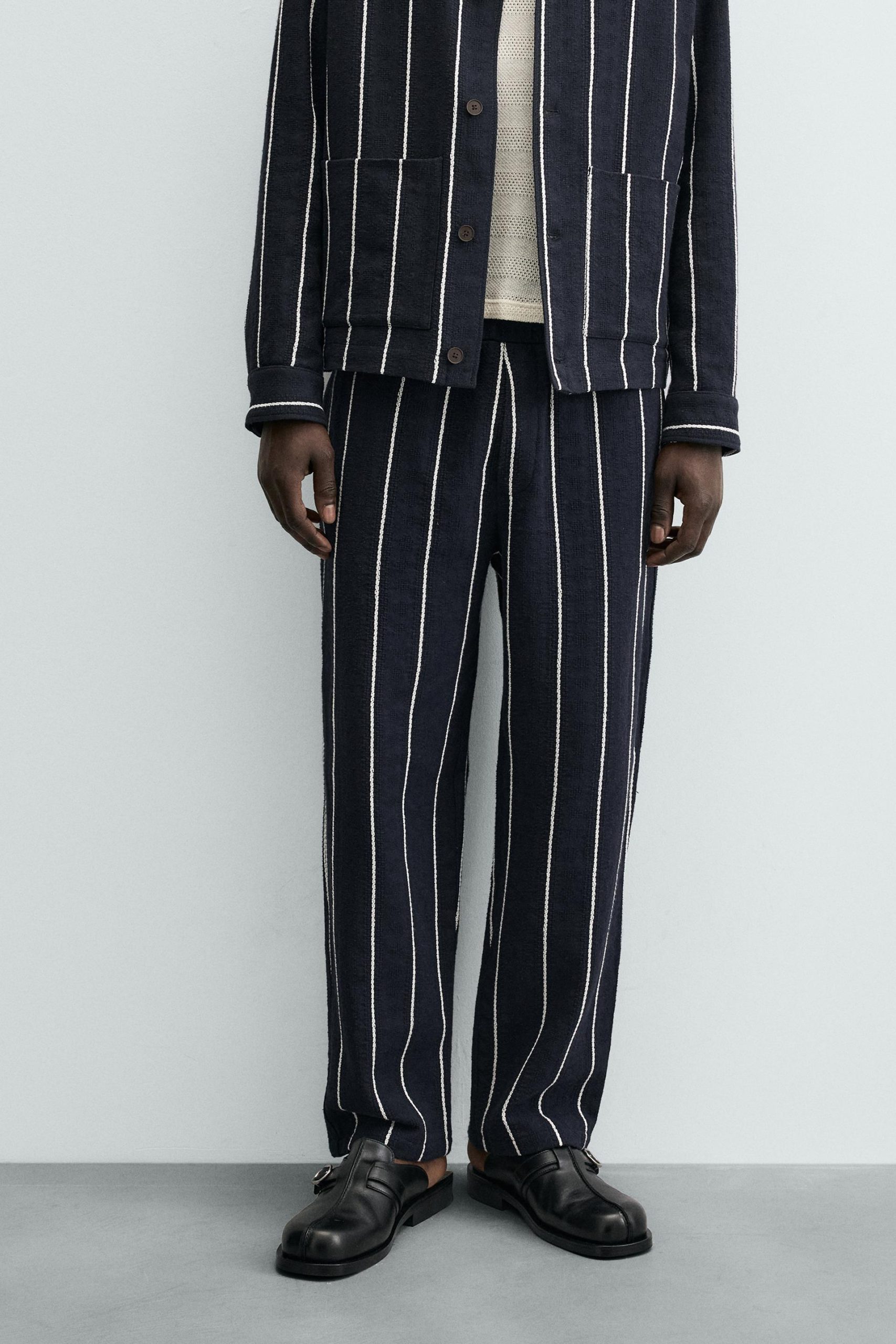 Relaxed Fit Striped Textured Trousers MARO