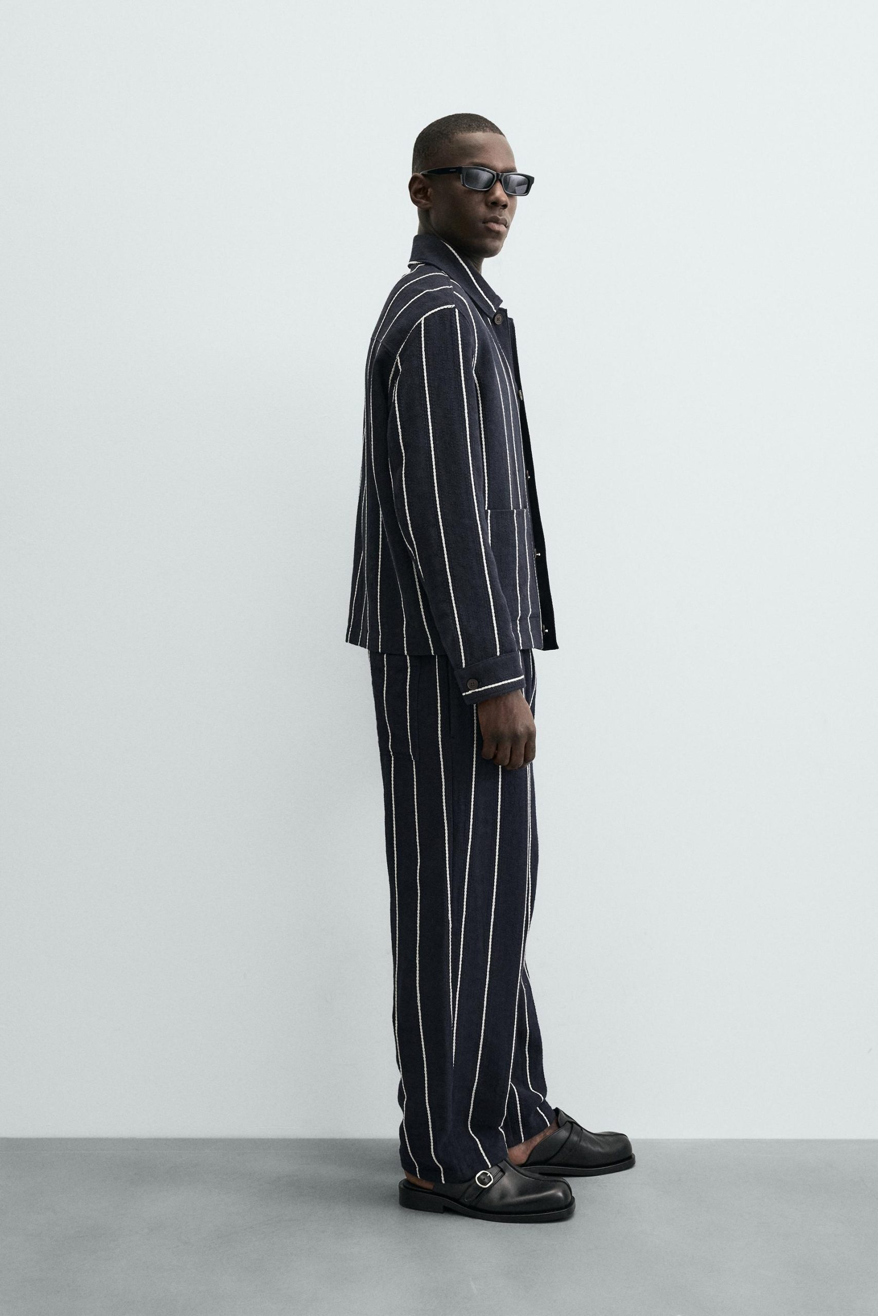 Relaxed Fit Striped Textured Trousers MARO - Ảnh 8