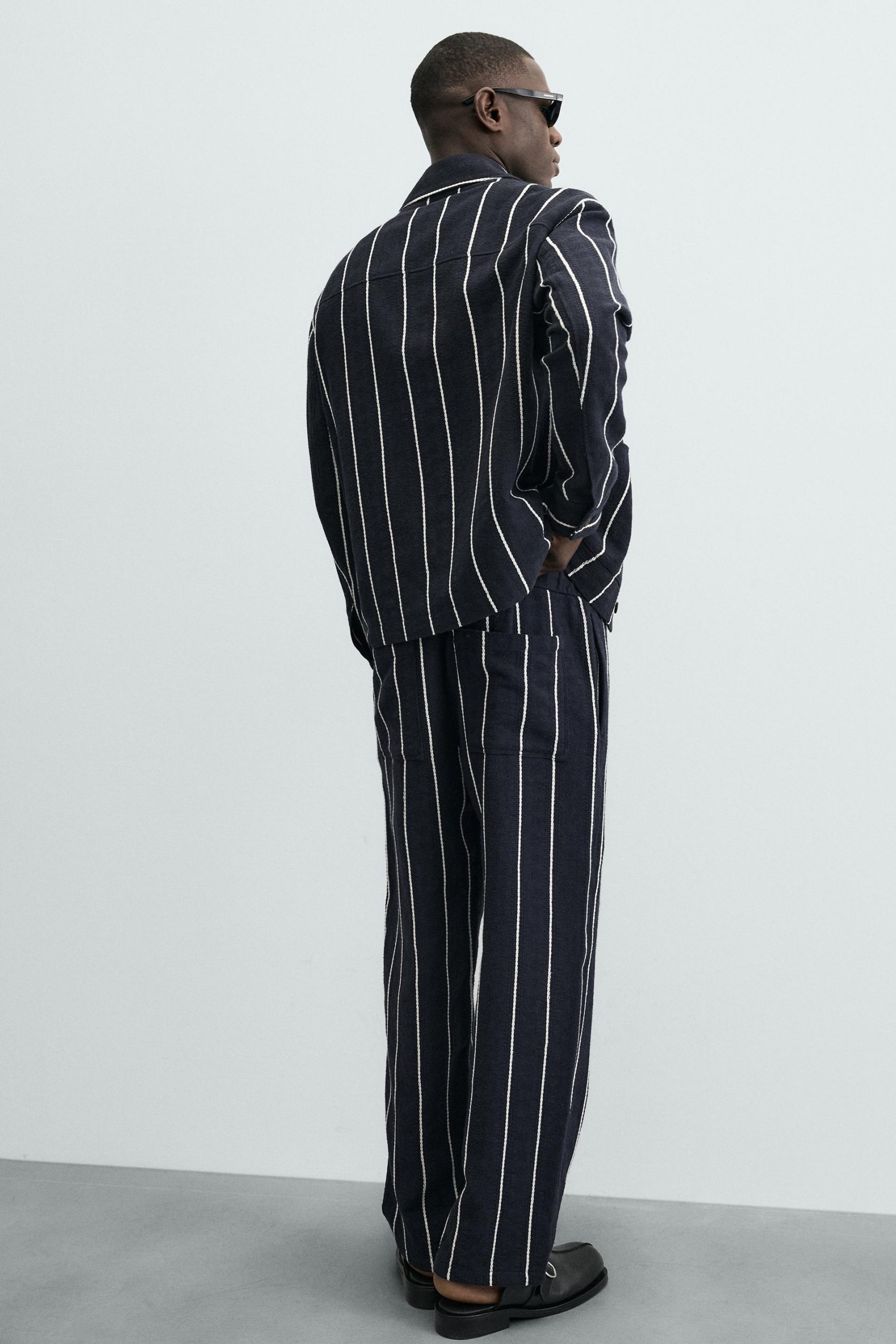 Relaxed Fit Striped Textured Trousers MARO - Ảnh 7