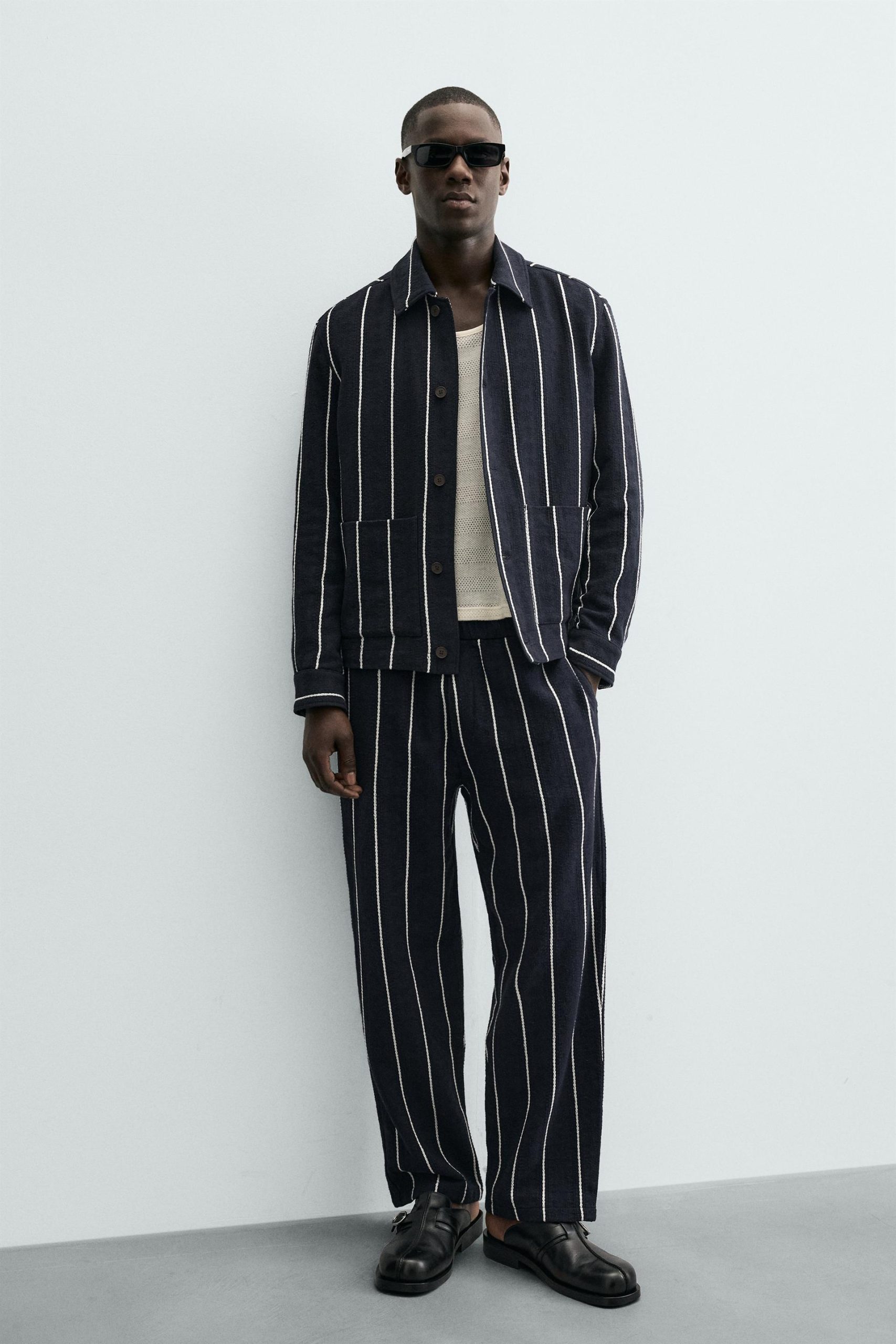 Relaxed Fit Striped Textured Trousers MARO - Ảnh 6