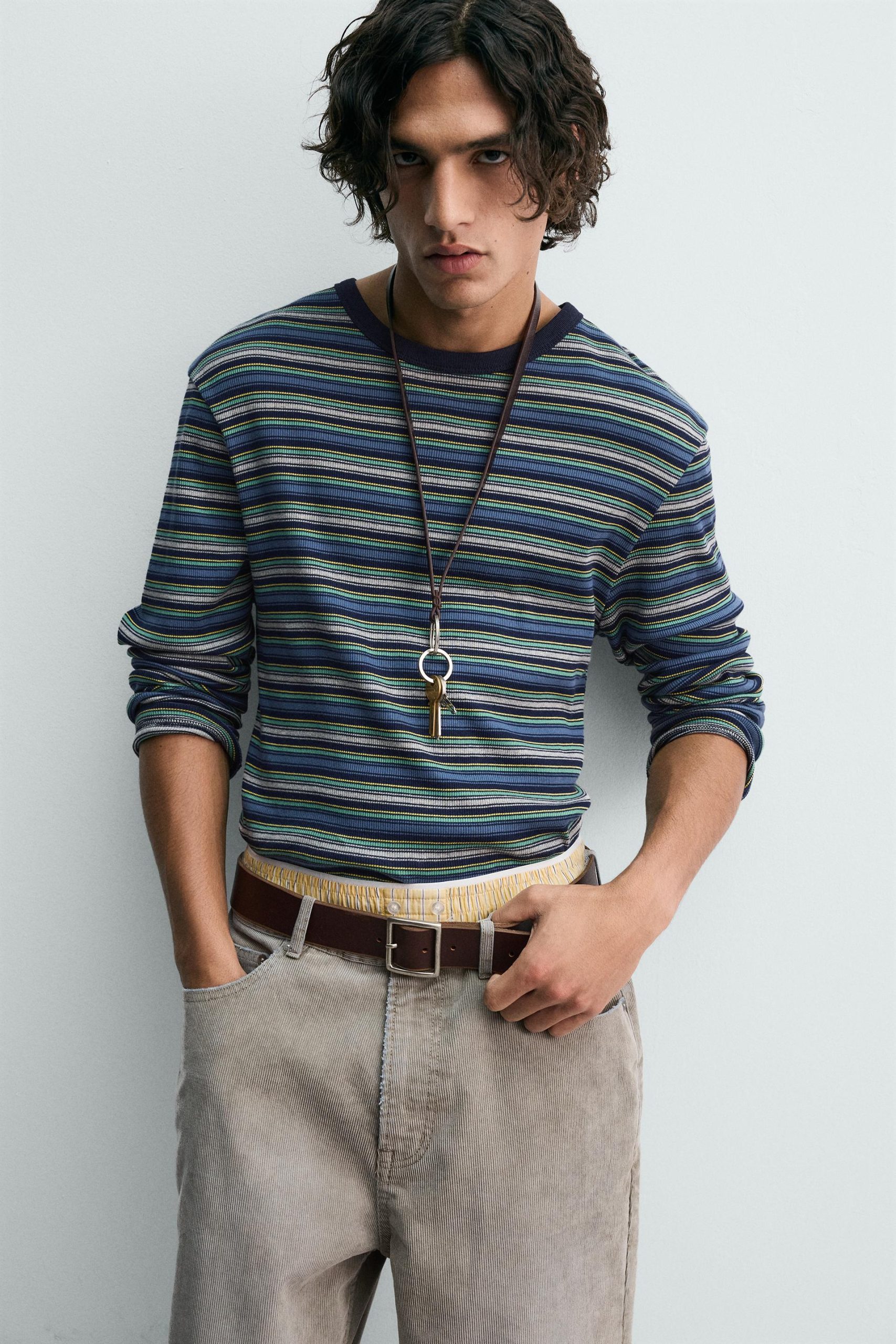 RIBBED STRIPED T-SHIRT MARO - Ảnh 4