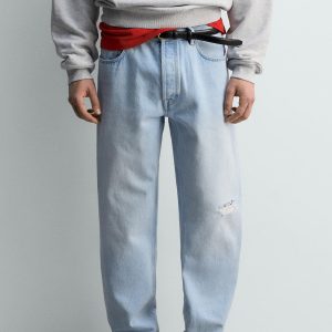 RIPPED STRAIGHT-LEG JEANS MARO