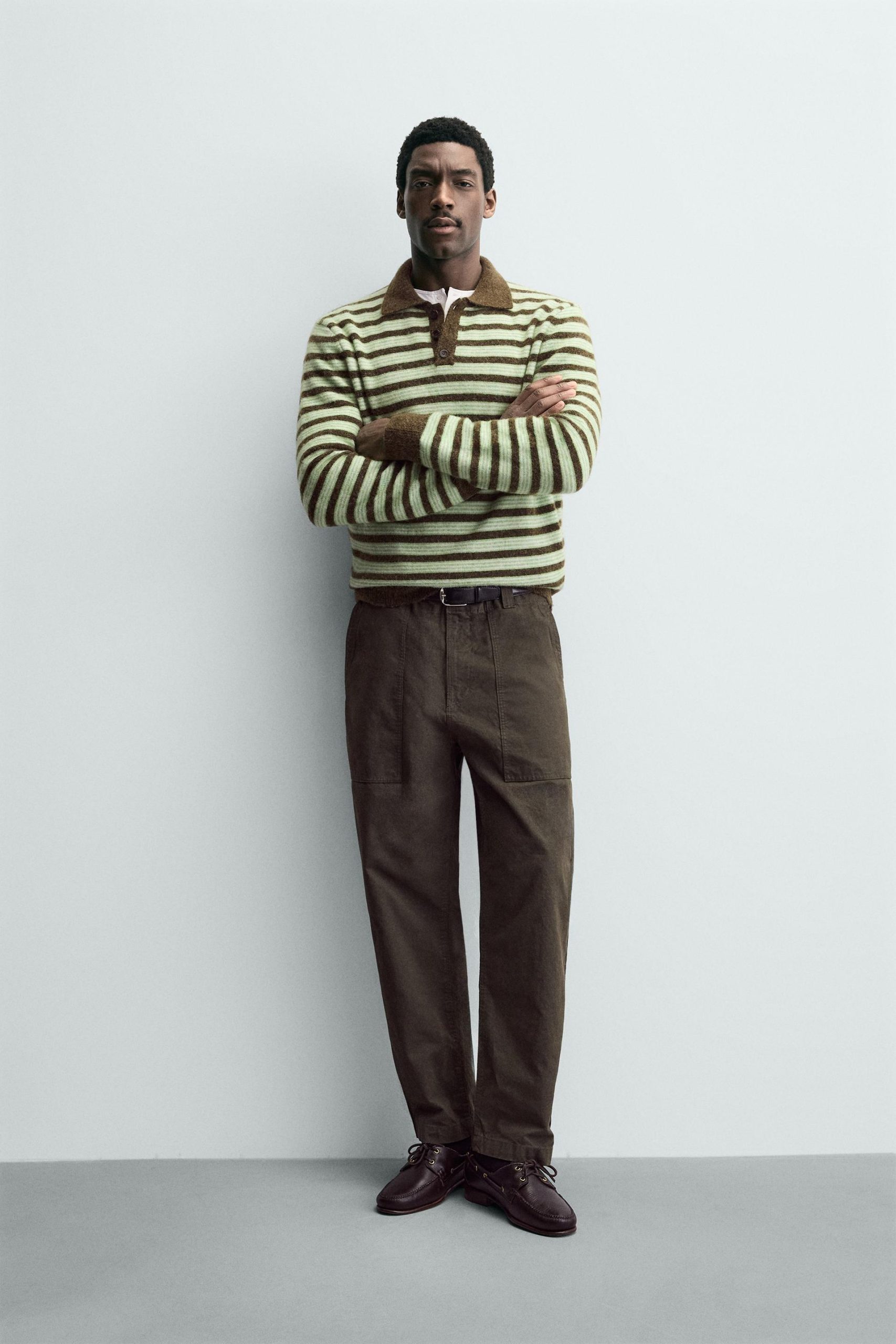 STRIPED KNIT POLO SHIRT MARO - Ảnh 9