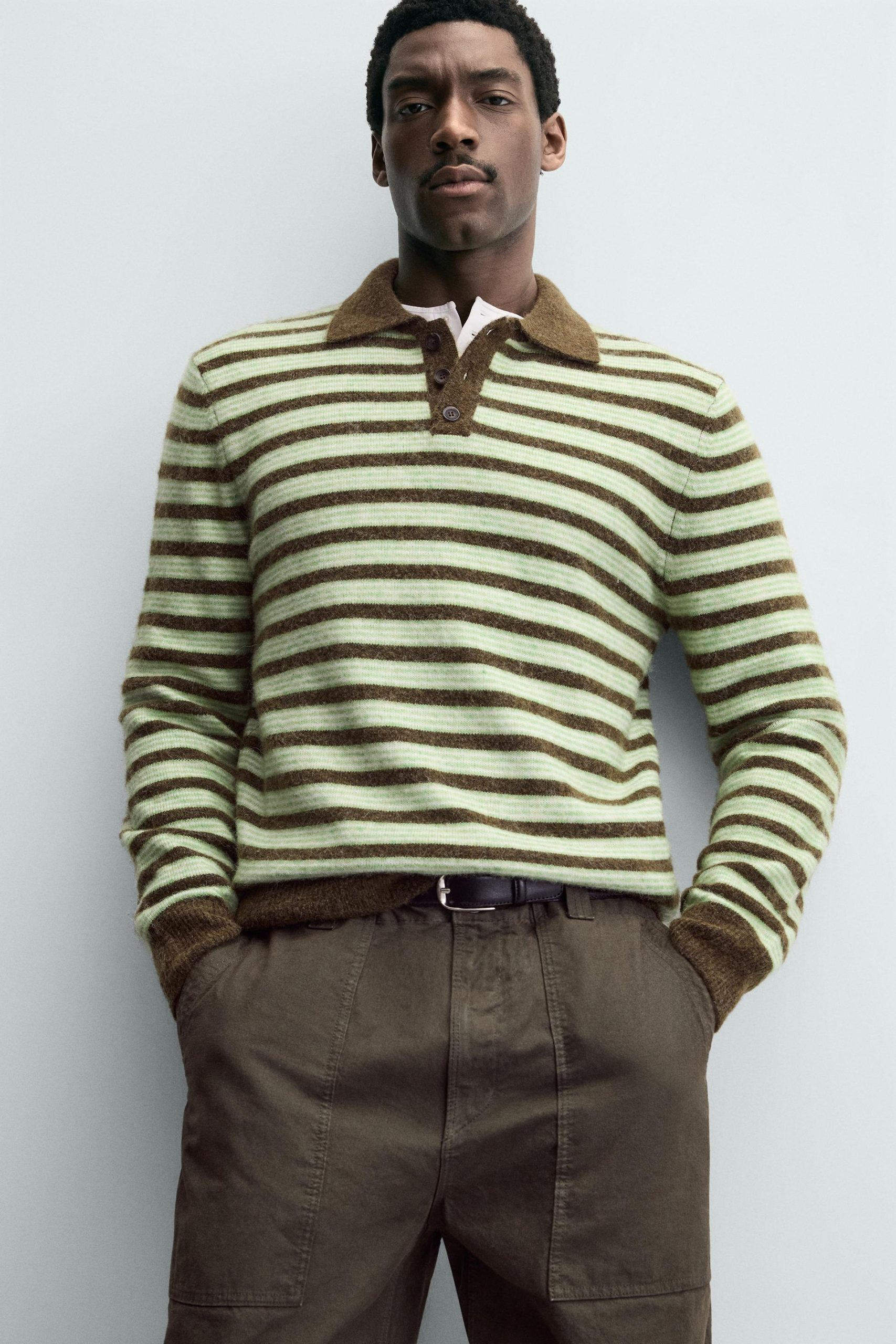 STRIPED KNIT POLO SHIRT MARO - Ảnh 5