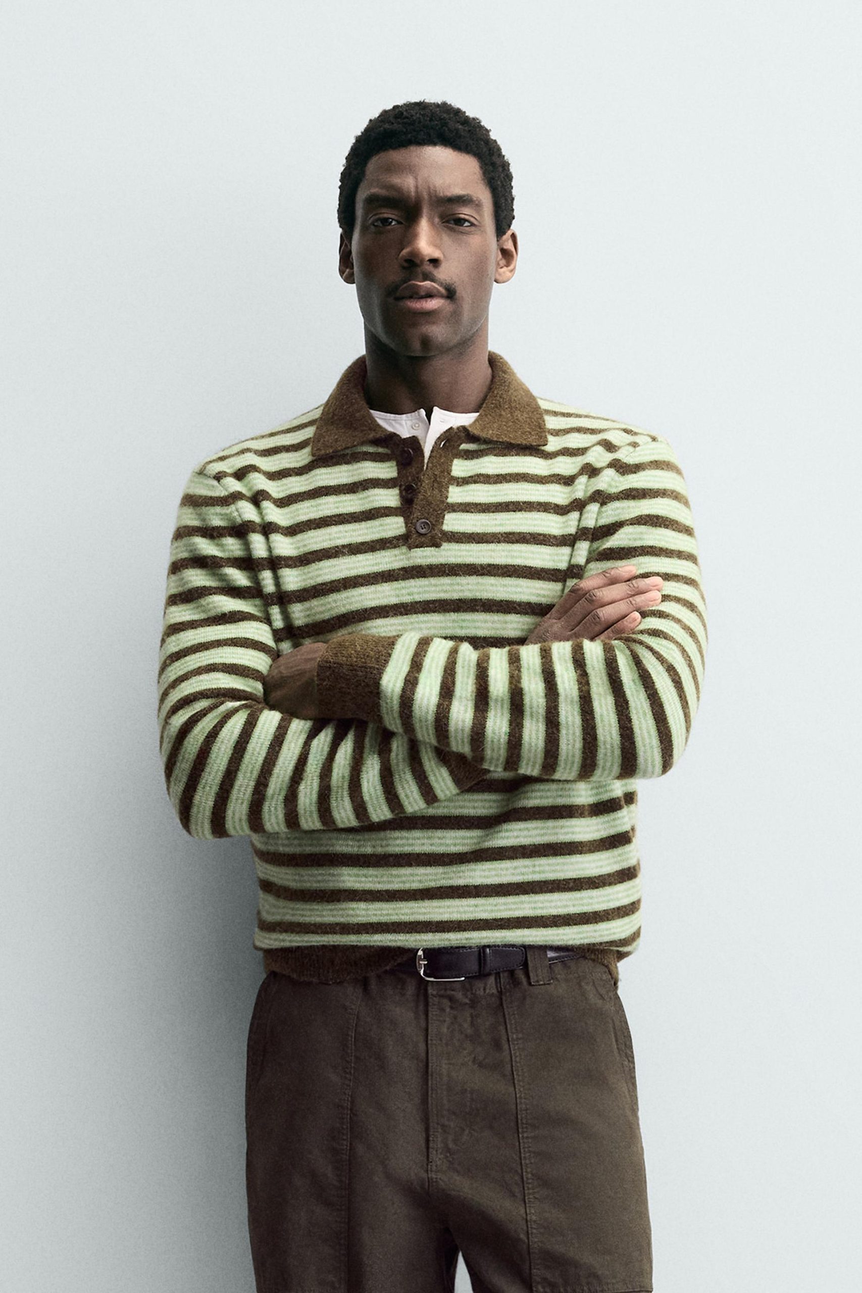 STRIPED KNIT POLO SHIRT MARO - Ảnh 4