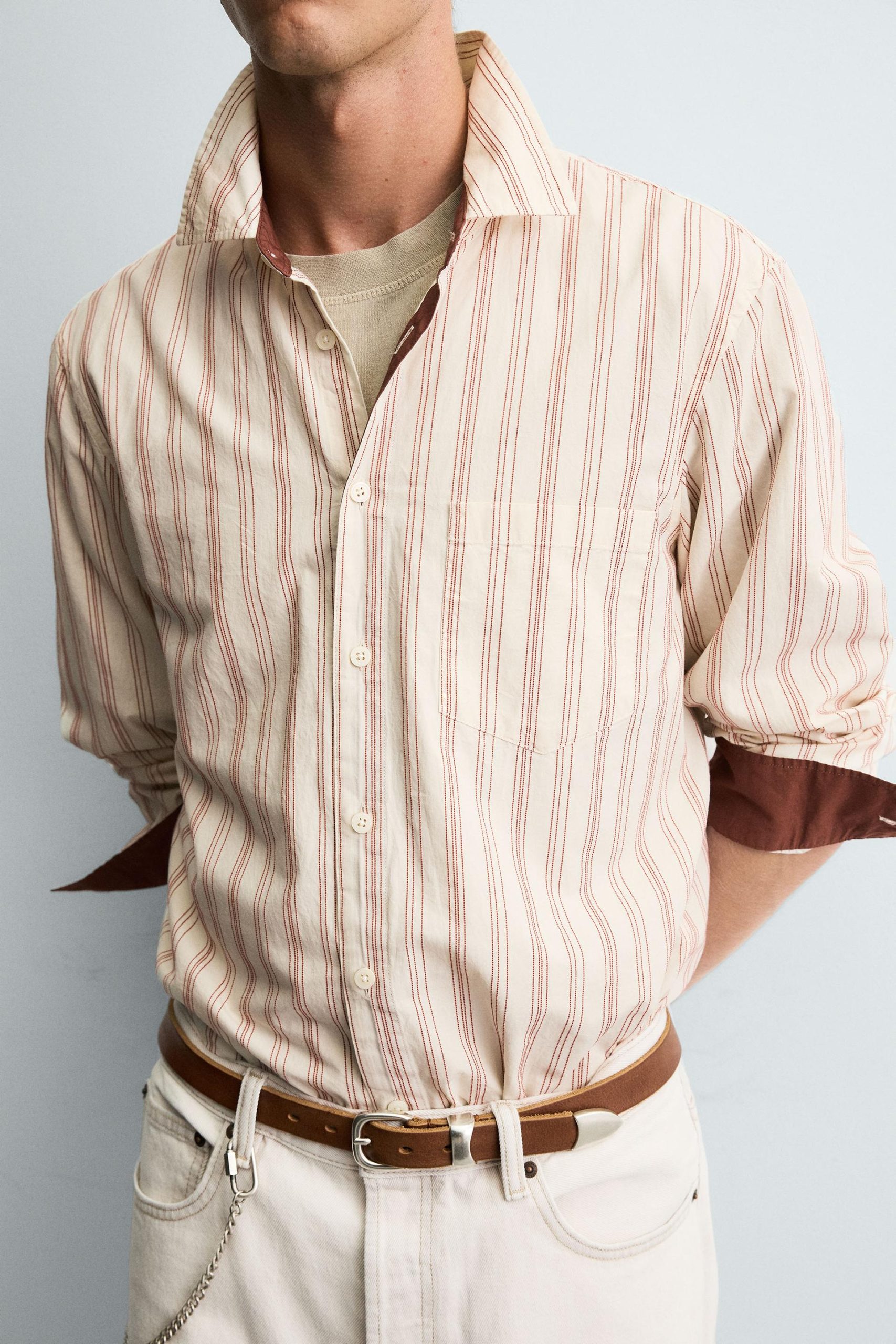 STRIPED TEXTURED SHIRT MARO - Ảnh 5