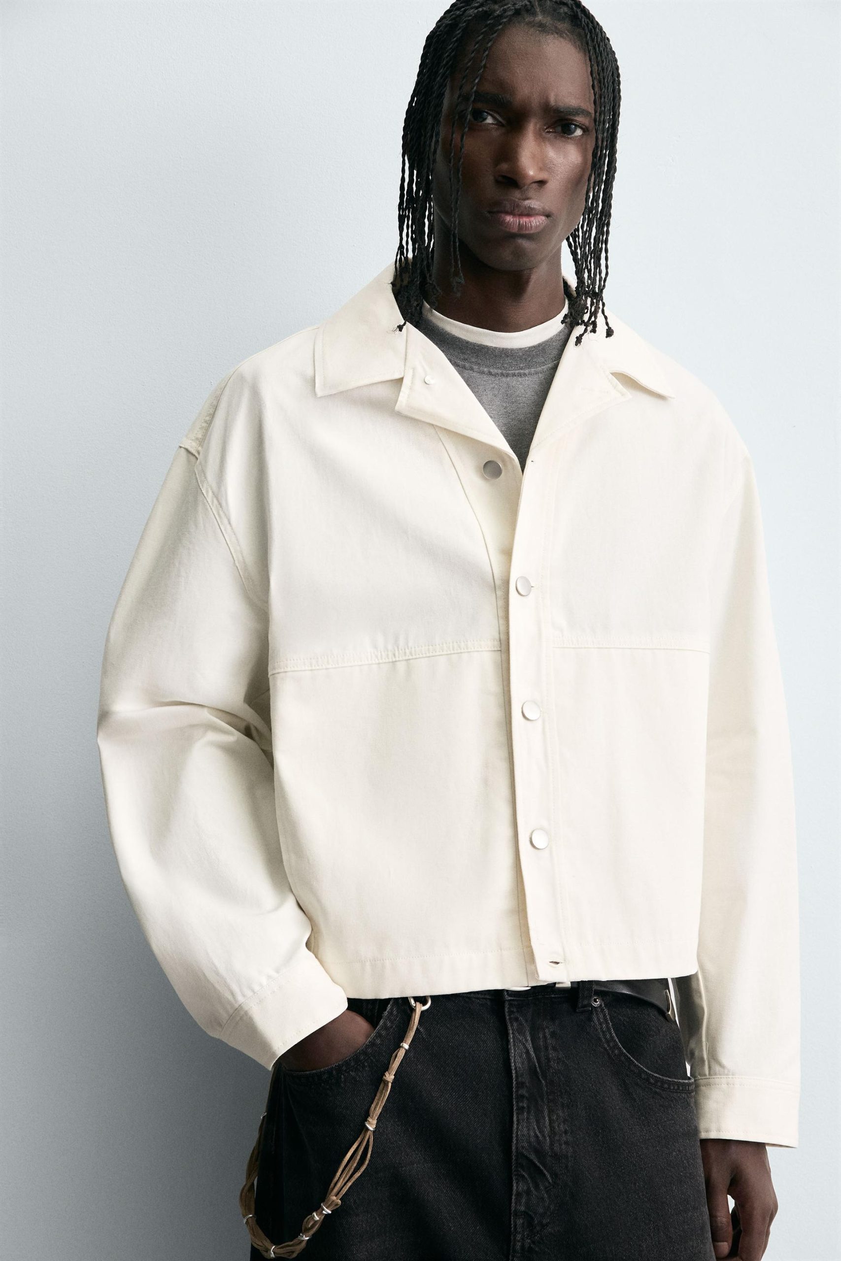 Textured Cropped Fit Overshirt MARO - Ảnh 6