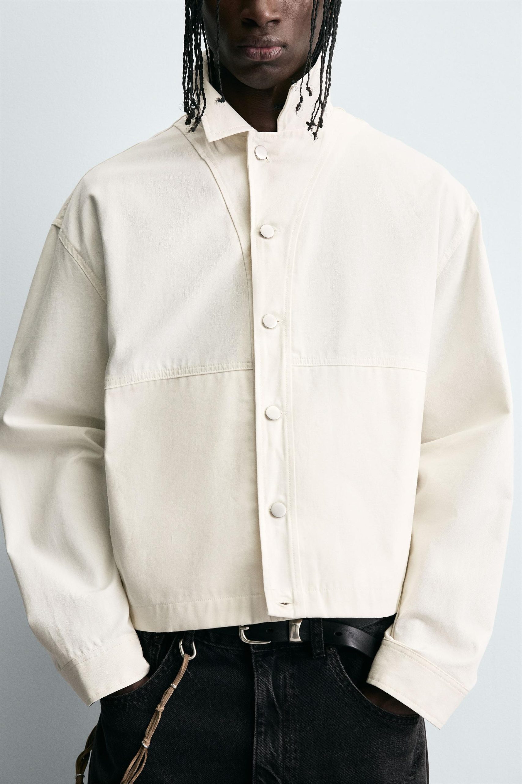 Textured Cropped Fit Overshirt MARO - Ảnh 5