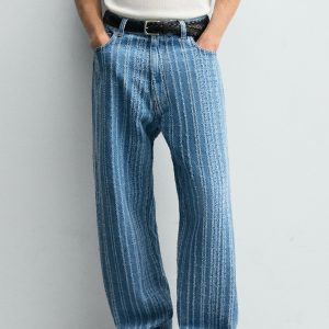 TEXTURED STRIPE JEANS MARO