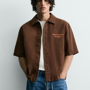WASHED CONTRAST PRINT SHIRT MARO
