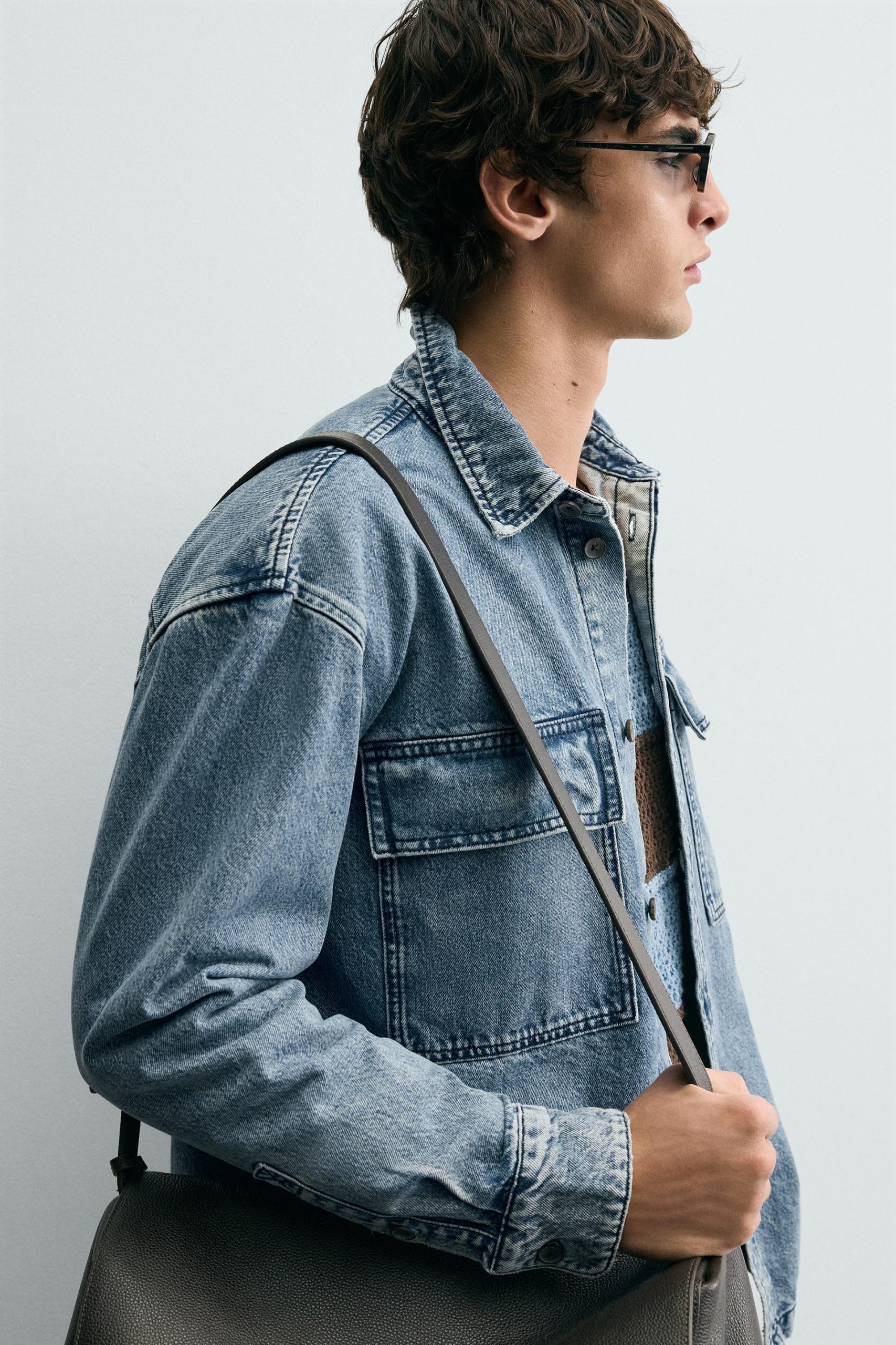 Washed Denim Overshirt With Pockets MARO - Ảnh 4