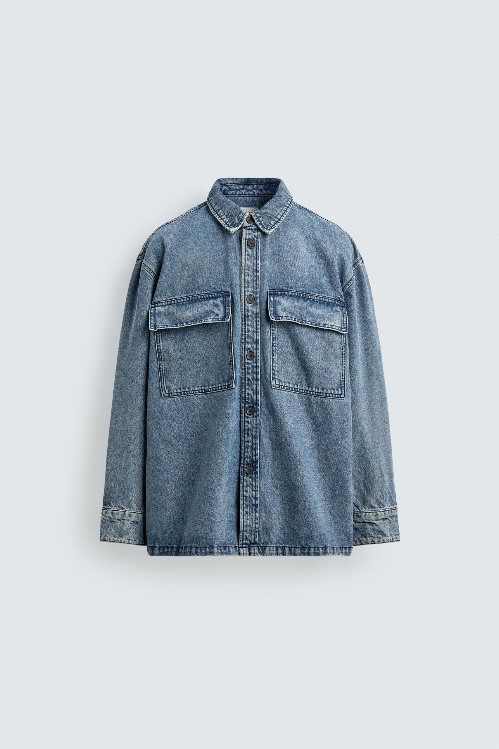 Washed Denim Overshirt With Pockets MARO - Ảnh 3