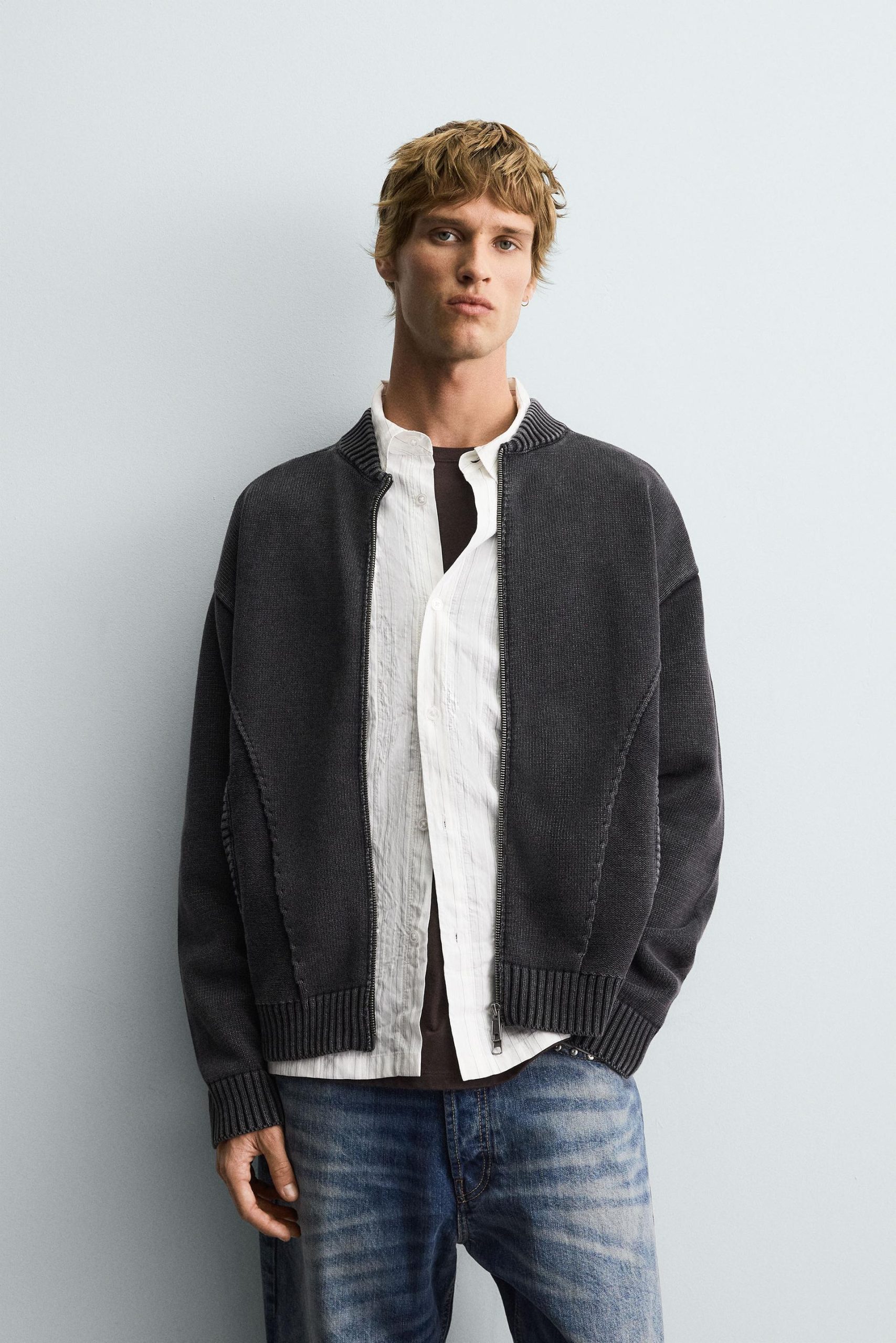 Washed Knit Bomber Jacket MARO