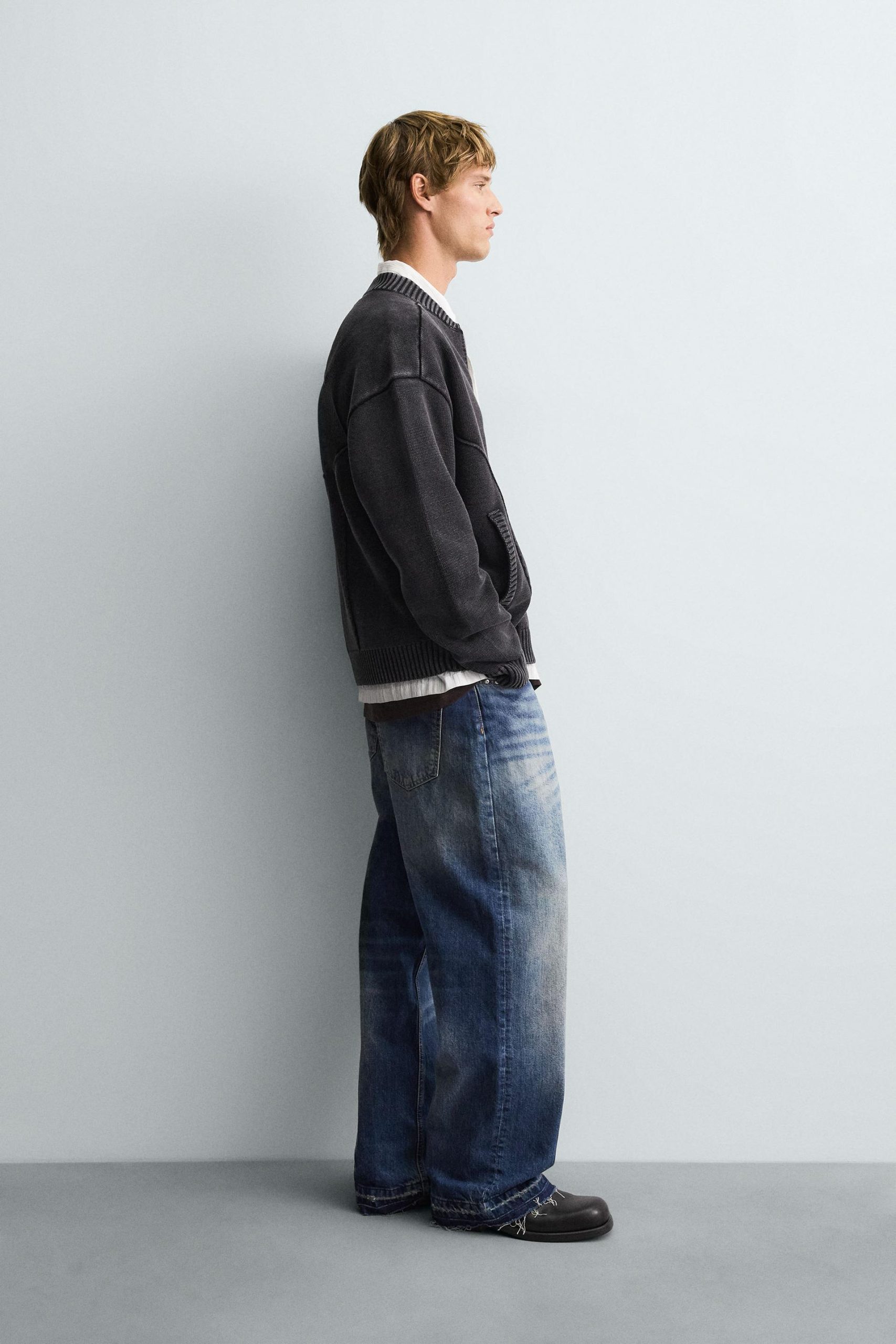 Washed Knit Bomber Jacket MARO - Ảnh 5