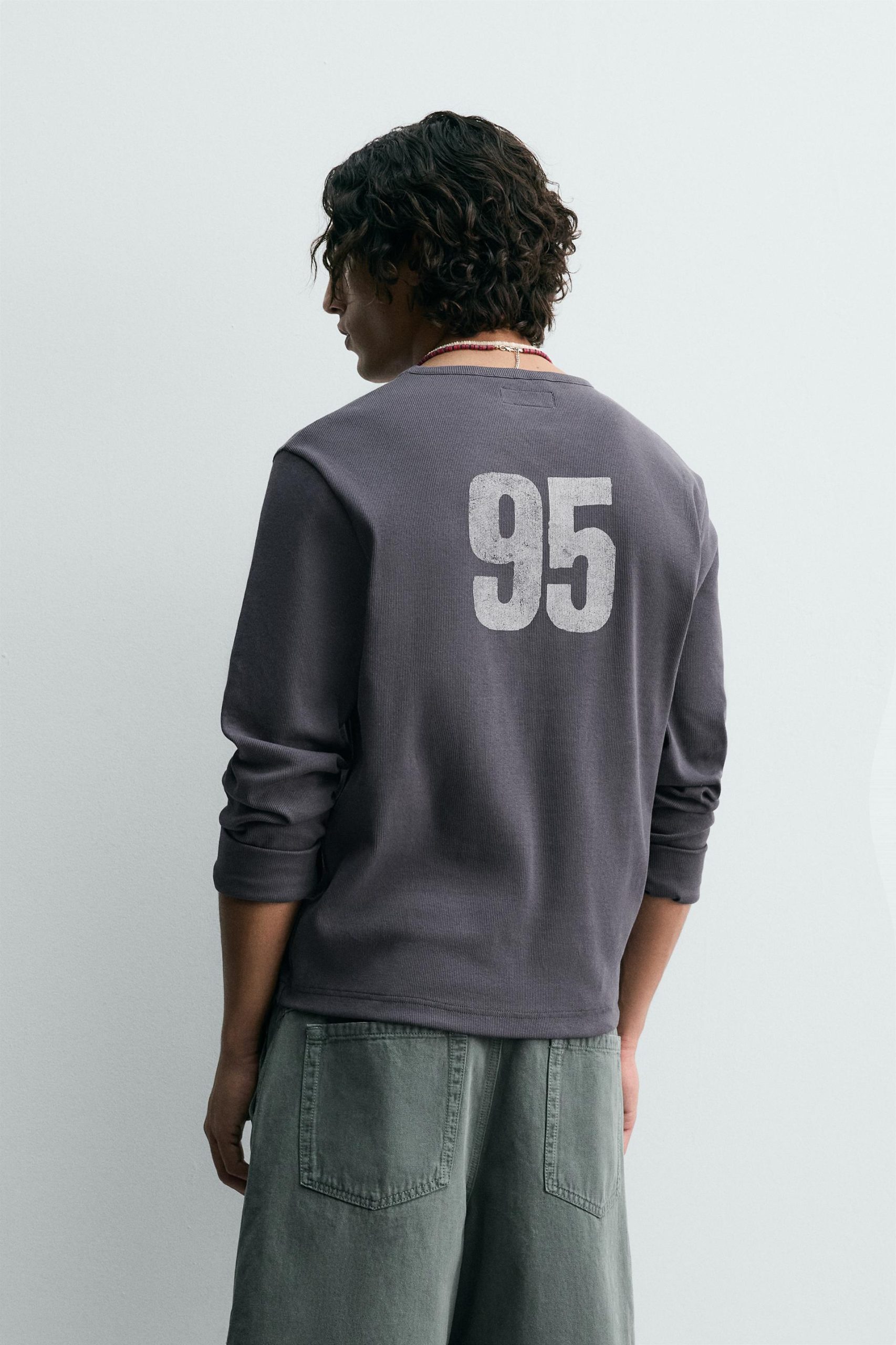 WASHED PRINT RIB T-SHIRT MARO - Ảnh 7