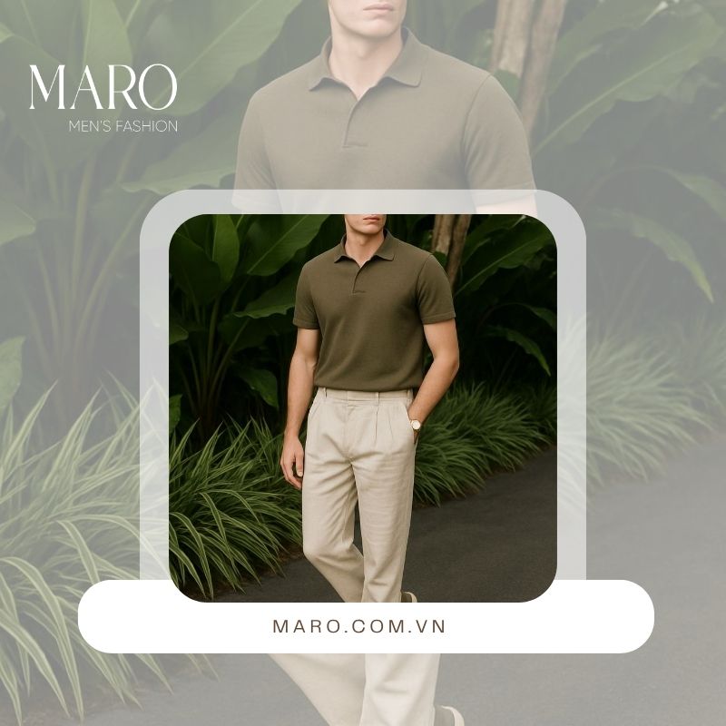 áo polo phối quần tây