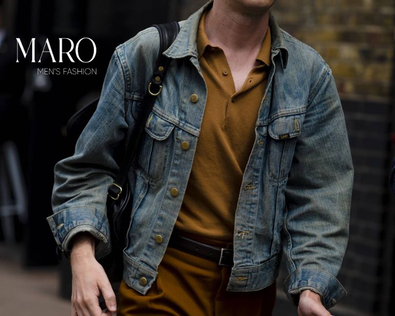 áo polo phối với áo khoác denim