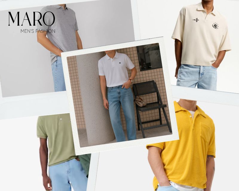 áo polo và quần jean ống đứng
