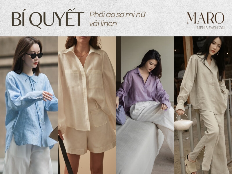 bí quyết phối áo sơ mi nữ vải linen