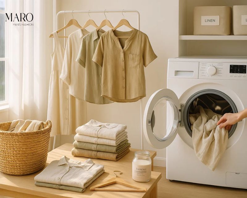 cách wash vải linen bằng máy