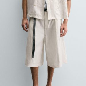 100% HEMP WIDE-LEG BERMUDA SHORTS MARO