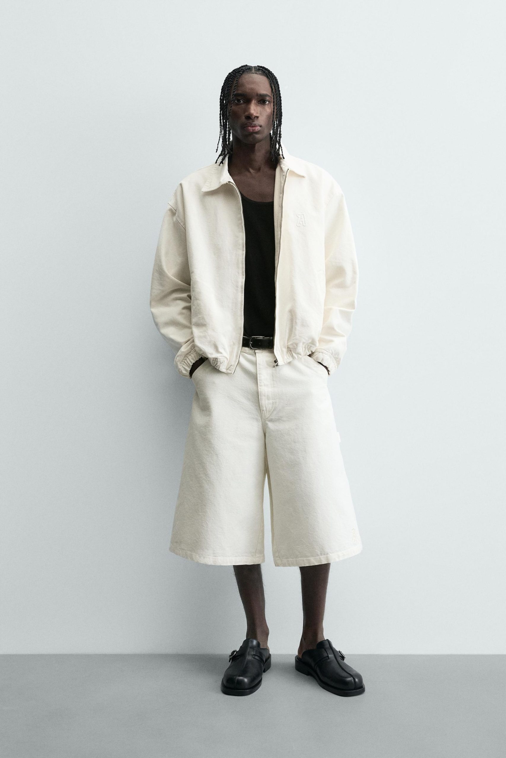 BAGGY FIT DENIM BERMUDA SHORTS WITH PATCH MARO