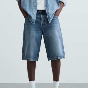 BAGGY FIT DENIM BERMUDAS MARO