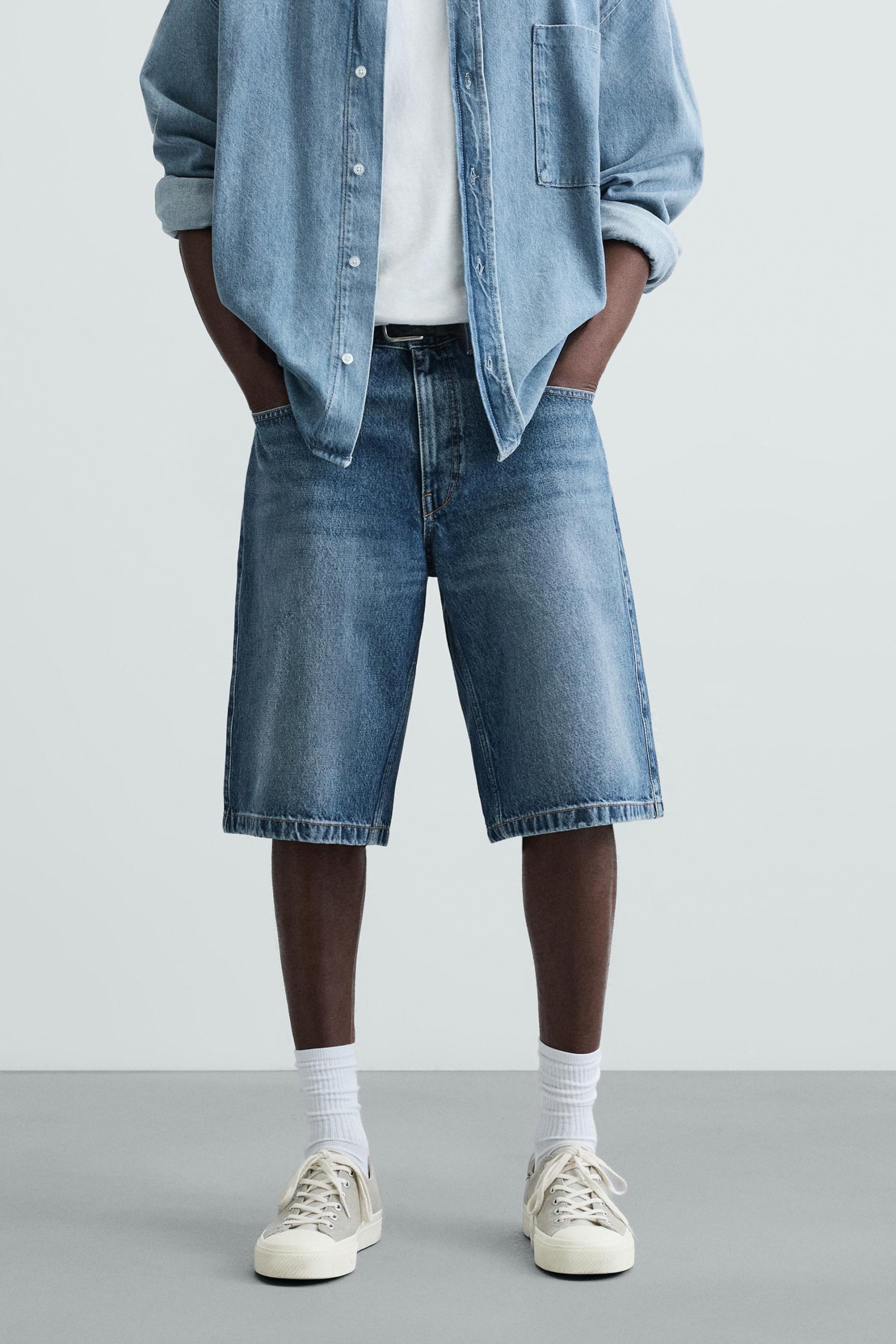 BAGGY FIT DENIM BERMUDAS MARO
