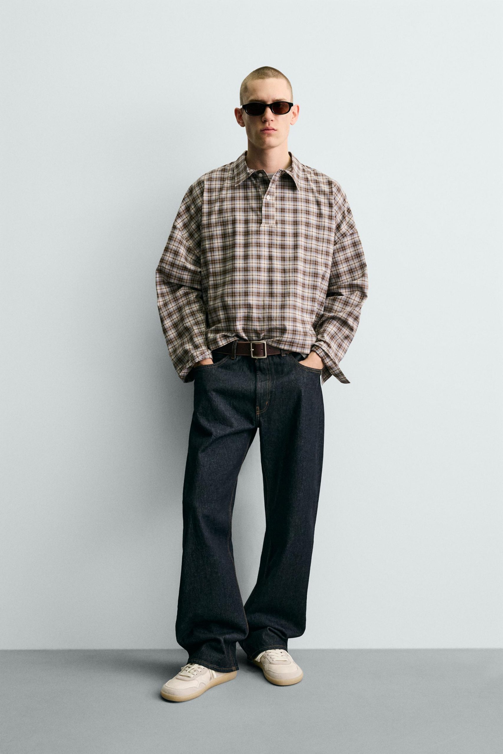 BOXY FIT CHECK POLO SHIRT MARO - Ảnh 9
