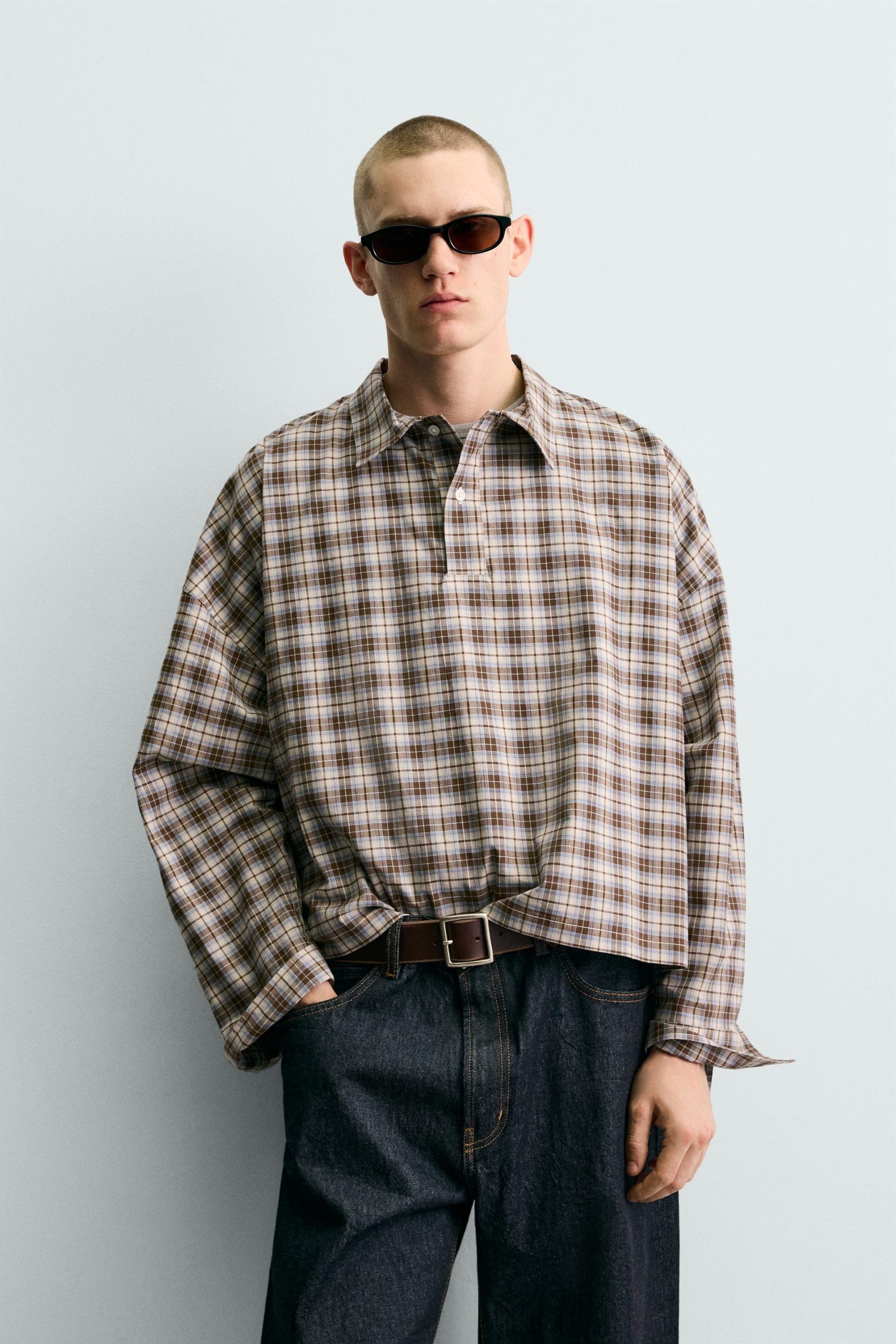 BOXY FIT CHECK POLO SHIRT MARO