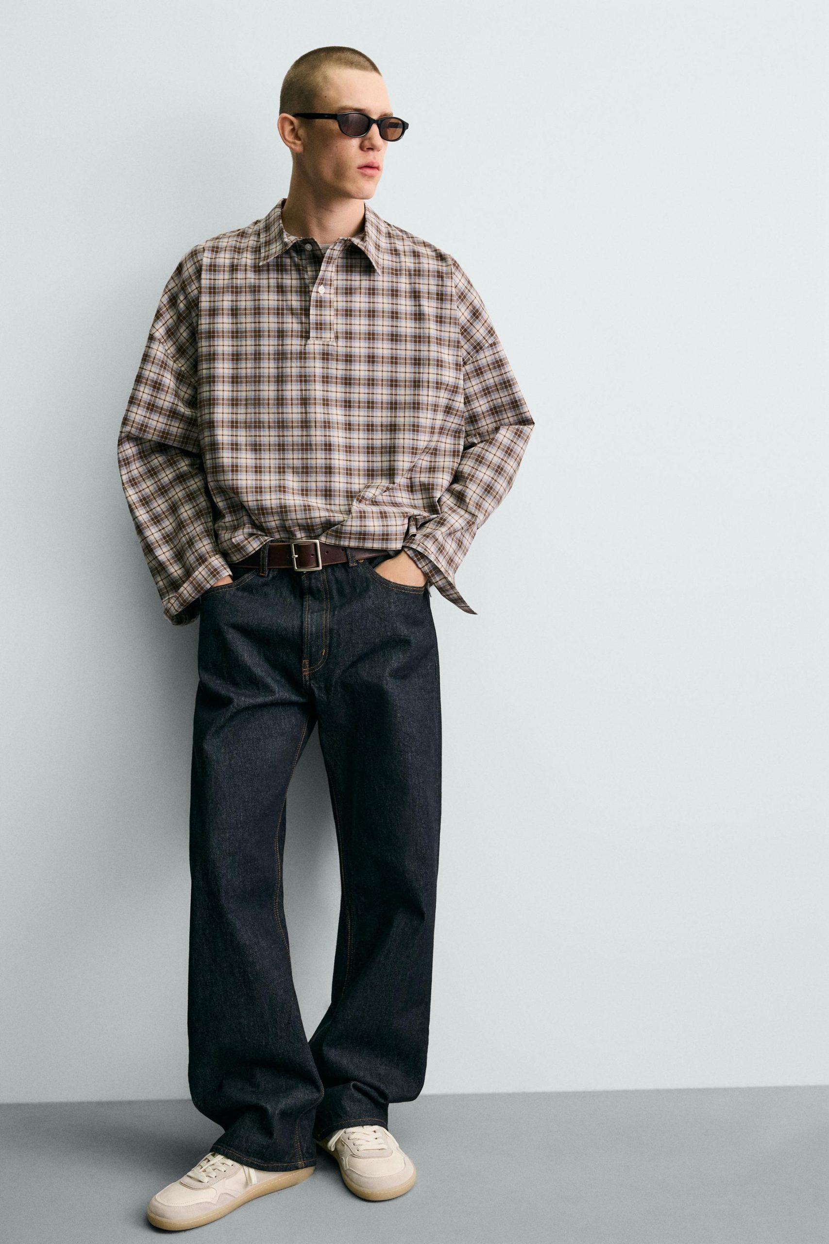 BOXY FIT CHECK POLO SHIRT MARO - Ảnh 4